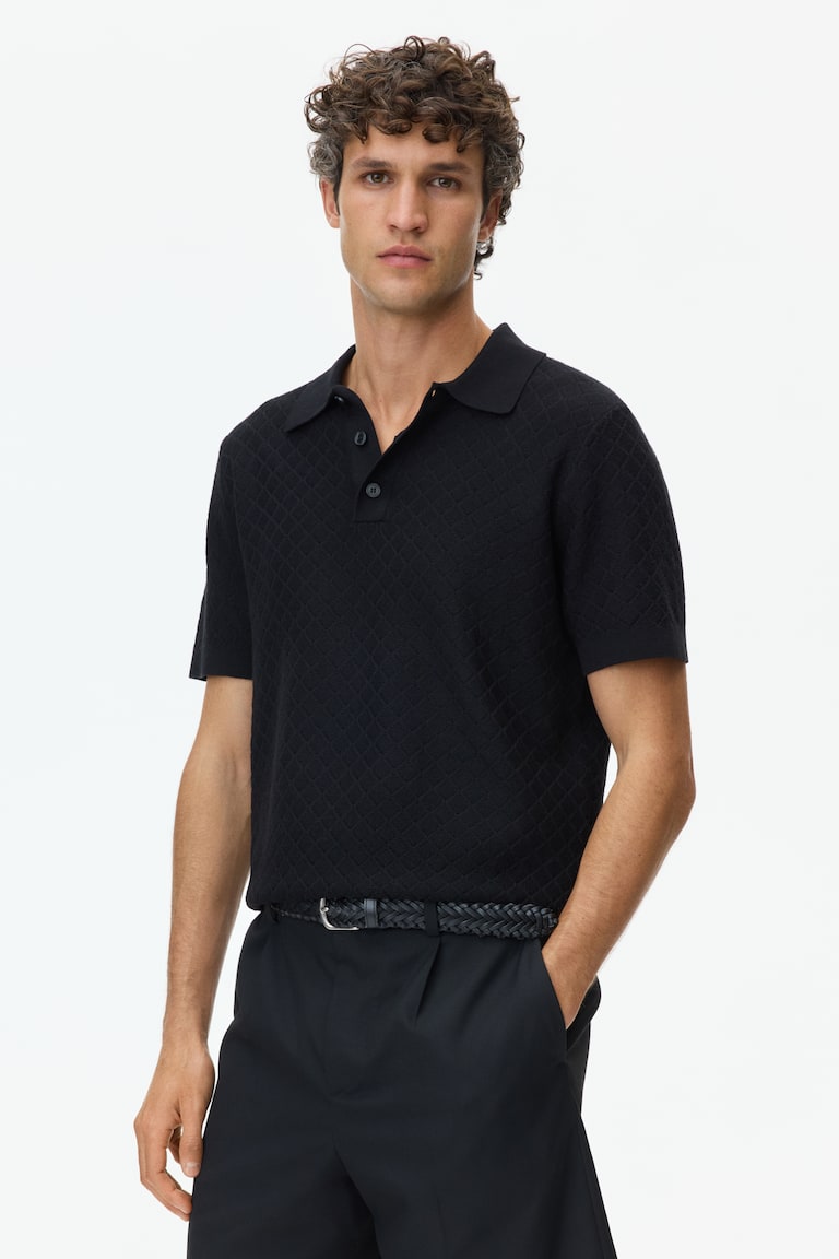 Polo majica od reljefnog pletiva Slim Fit