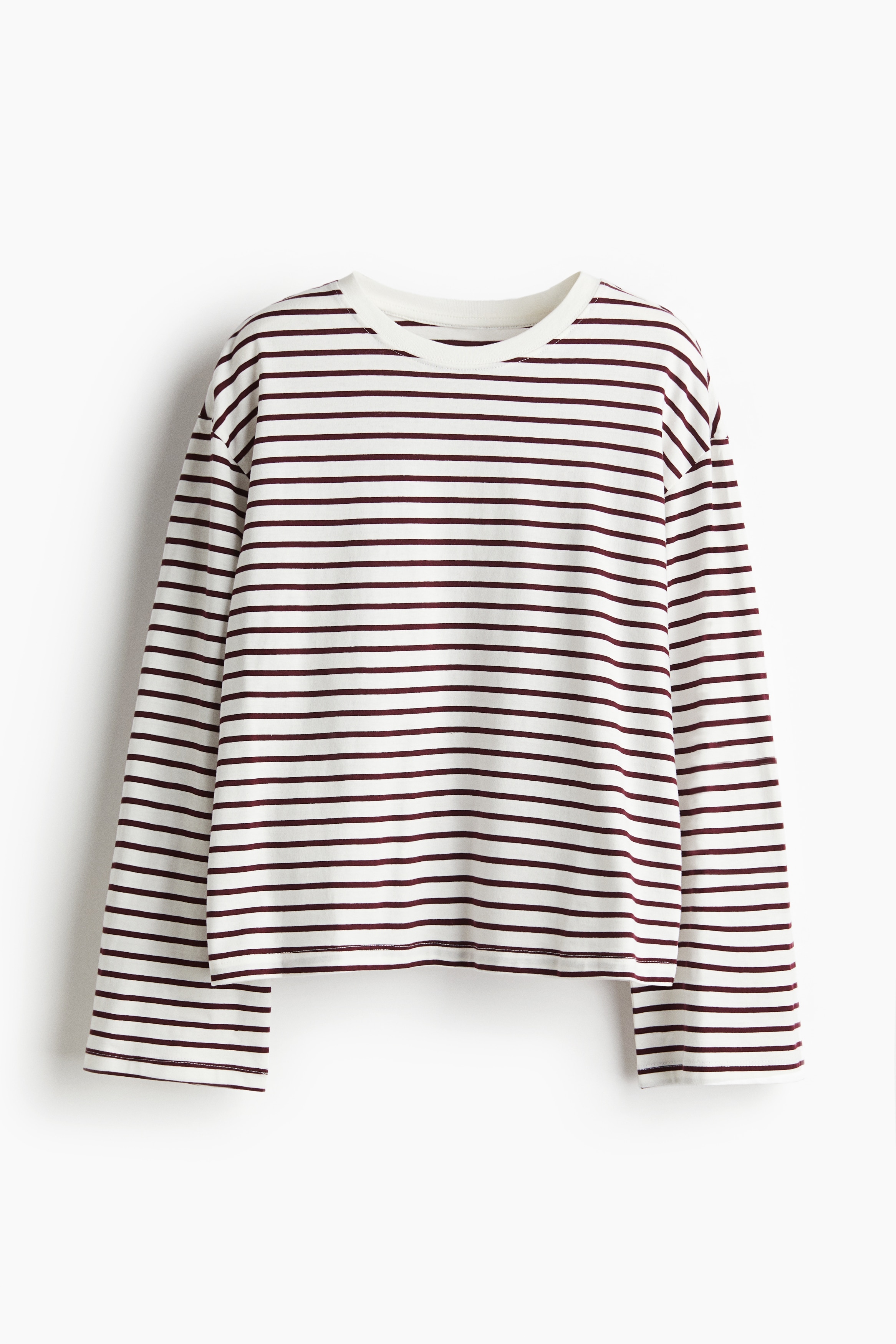 Long Sleeve Cotton Top - Dark red/Stripe/Dark brown/Stripe/Black