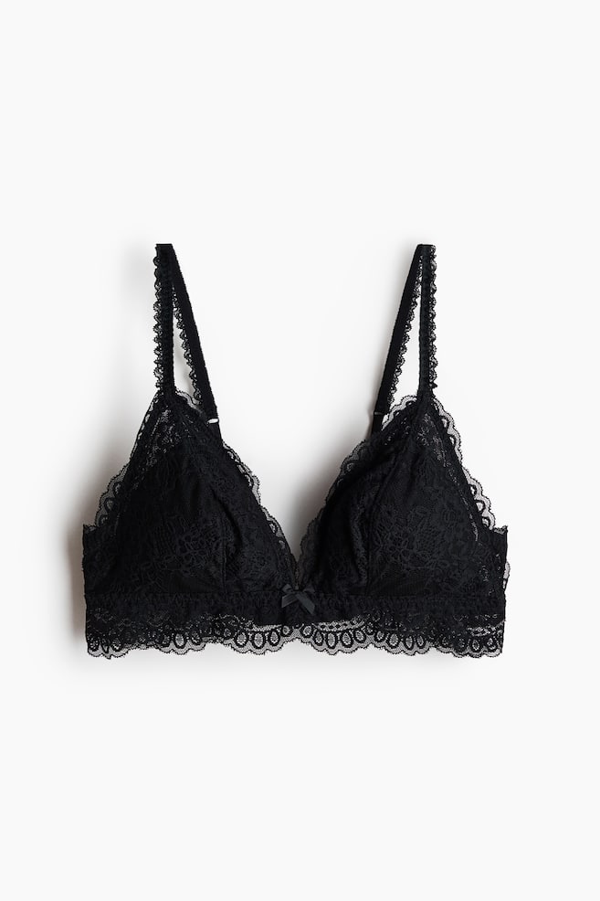 Padded Soft-Cup Lace Bra - Black/Brown/Light dusty blue - 1