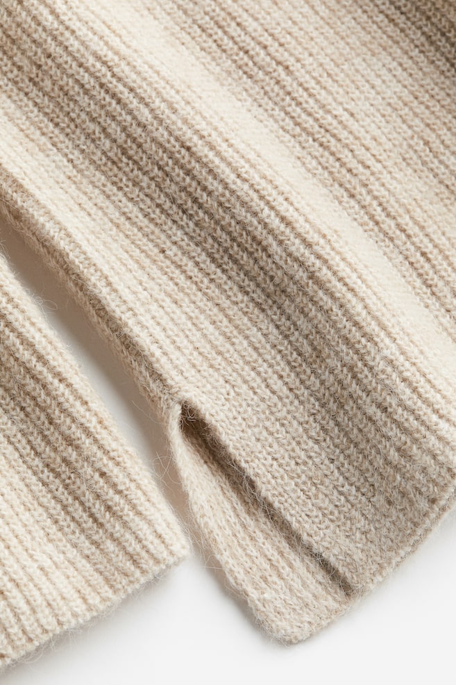 Oversized knitted dress - Light beige/Cream/Dark grey marl - 2