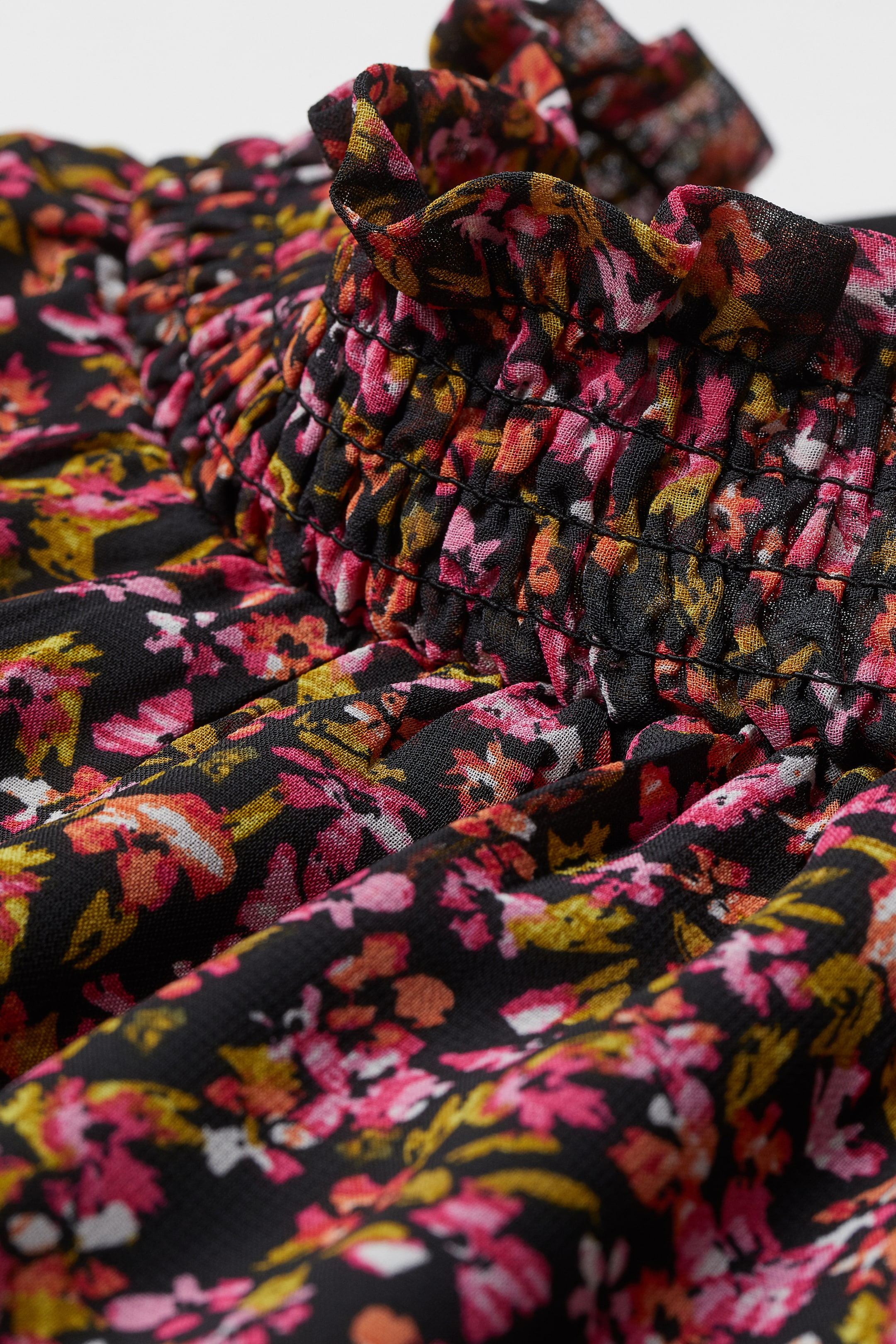 View larger image: H&M+ Flounce-trimmed dress - Black/Pink floral - Ladies | H&M HK 2