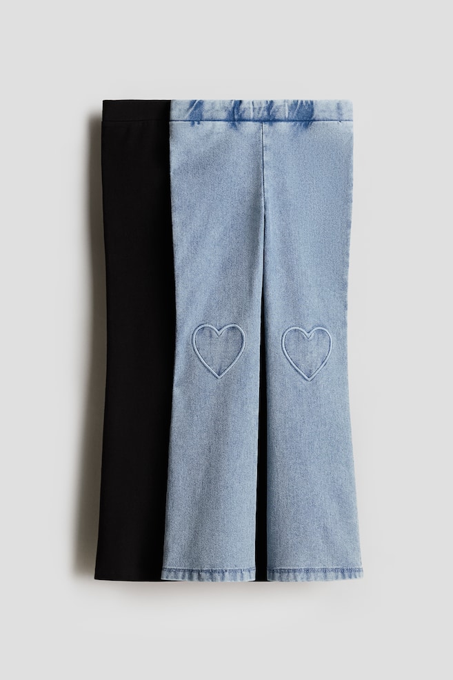 Set van 2 flared jeggings - Zwart/lichtblauw/Zwart/licht denimblauw/Lichtblauw/zwart/Zwart/luipaarddessin/Zwart/donker denimblauw/Zwart/denimgrijs - 1