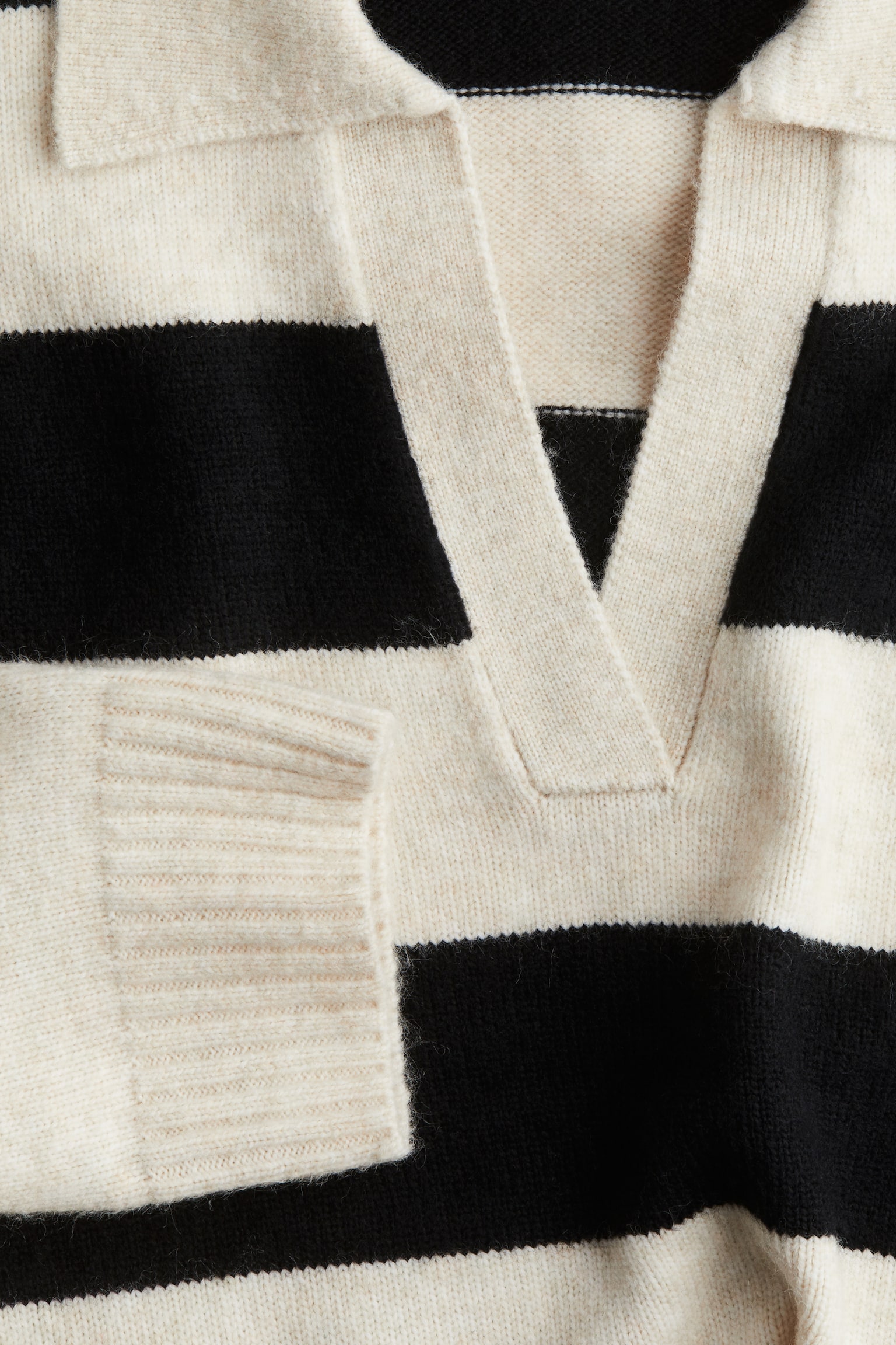 Fine-knit collared jumper - Black/Beige striped/Dark grey marl/Beige marl/Burgundy/Cream/Striped/Light beige marl/Light beige/Striped - 3