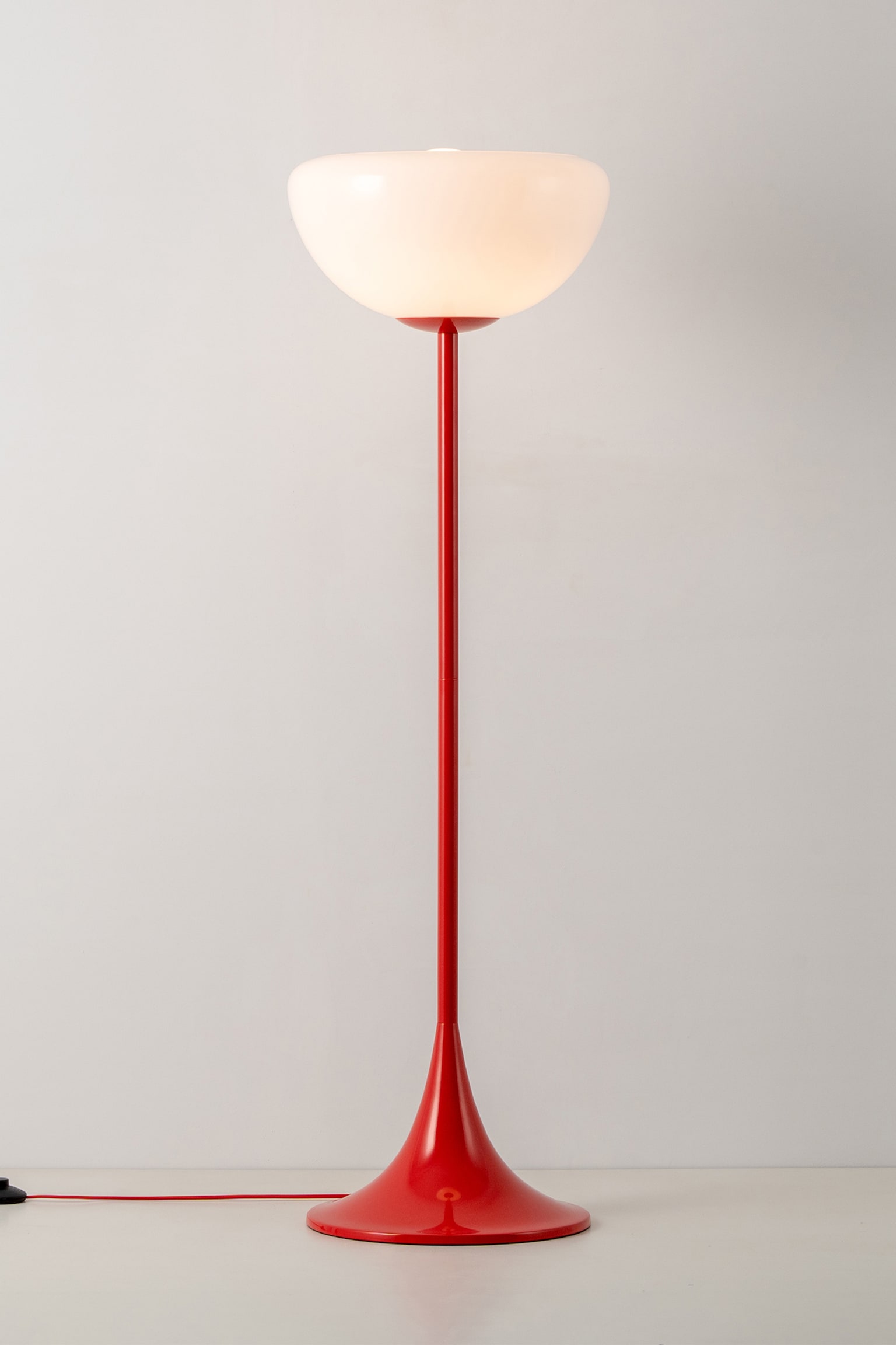 Glass Bowl Floor Lamp - Red - 1