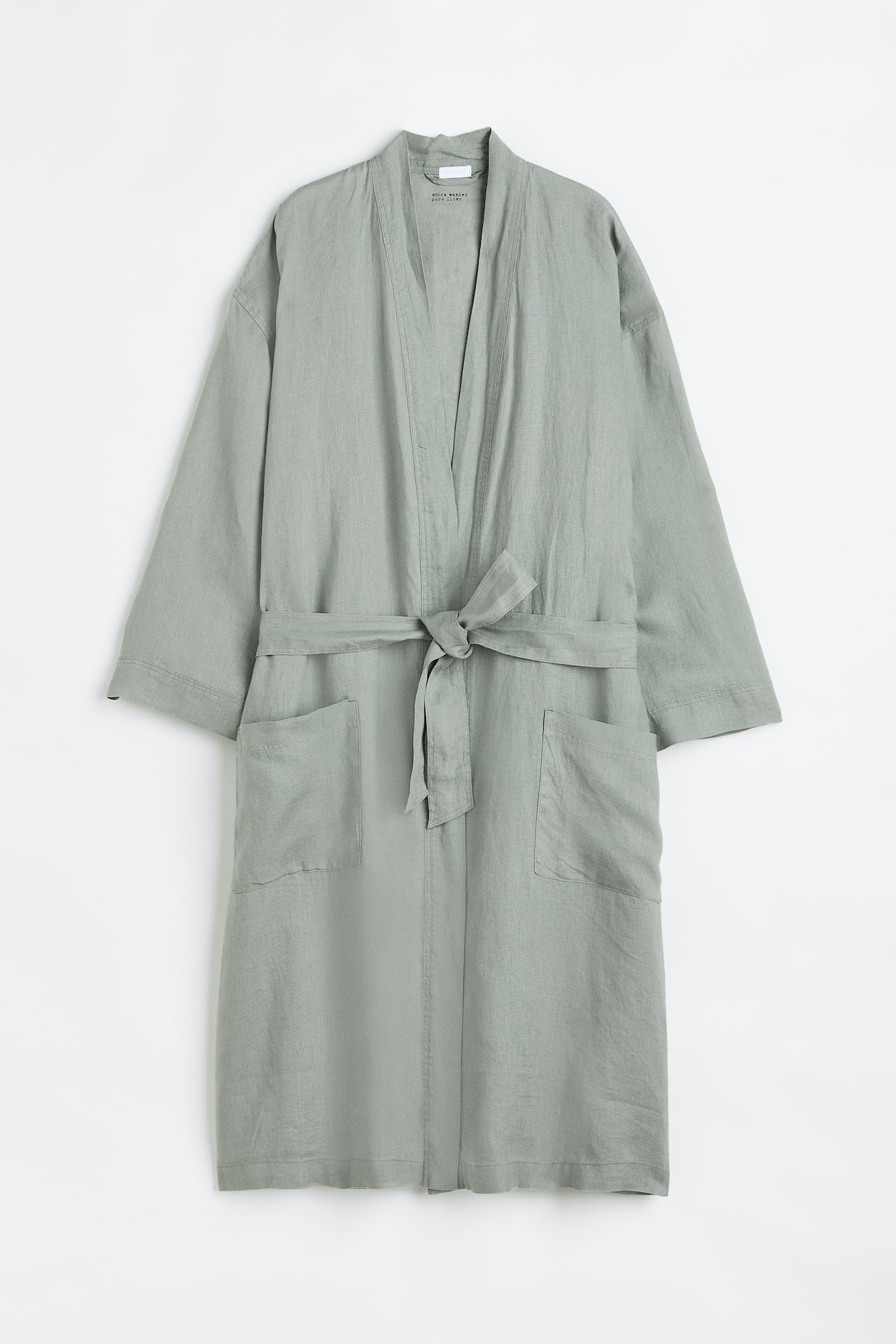 Sage green Washed linen dressing gown at H&M Home | H&M GB
