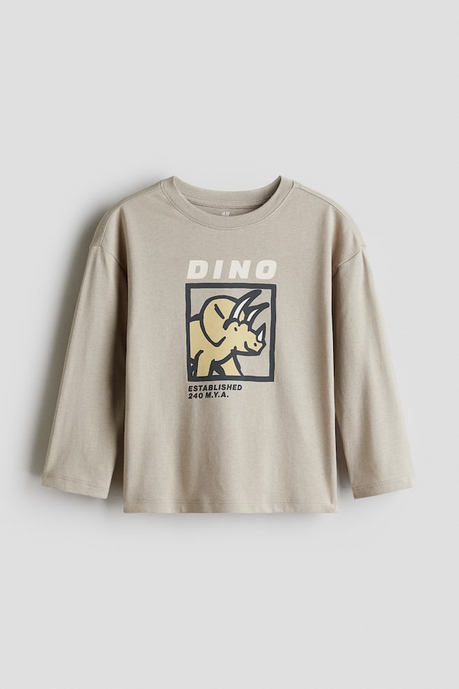 Motif-detail cotton T-shirt - Beige/Dino/Navy blue/New York/Black/Skeleton/Orange/Jack-o'-lantern/Blue/Cars - 1