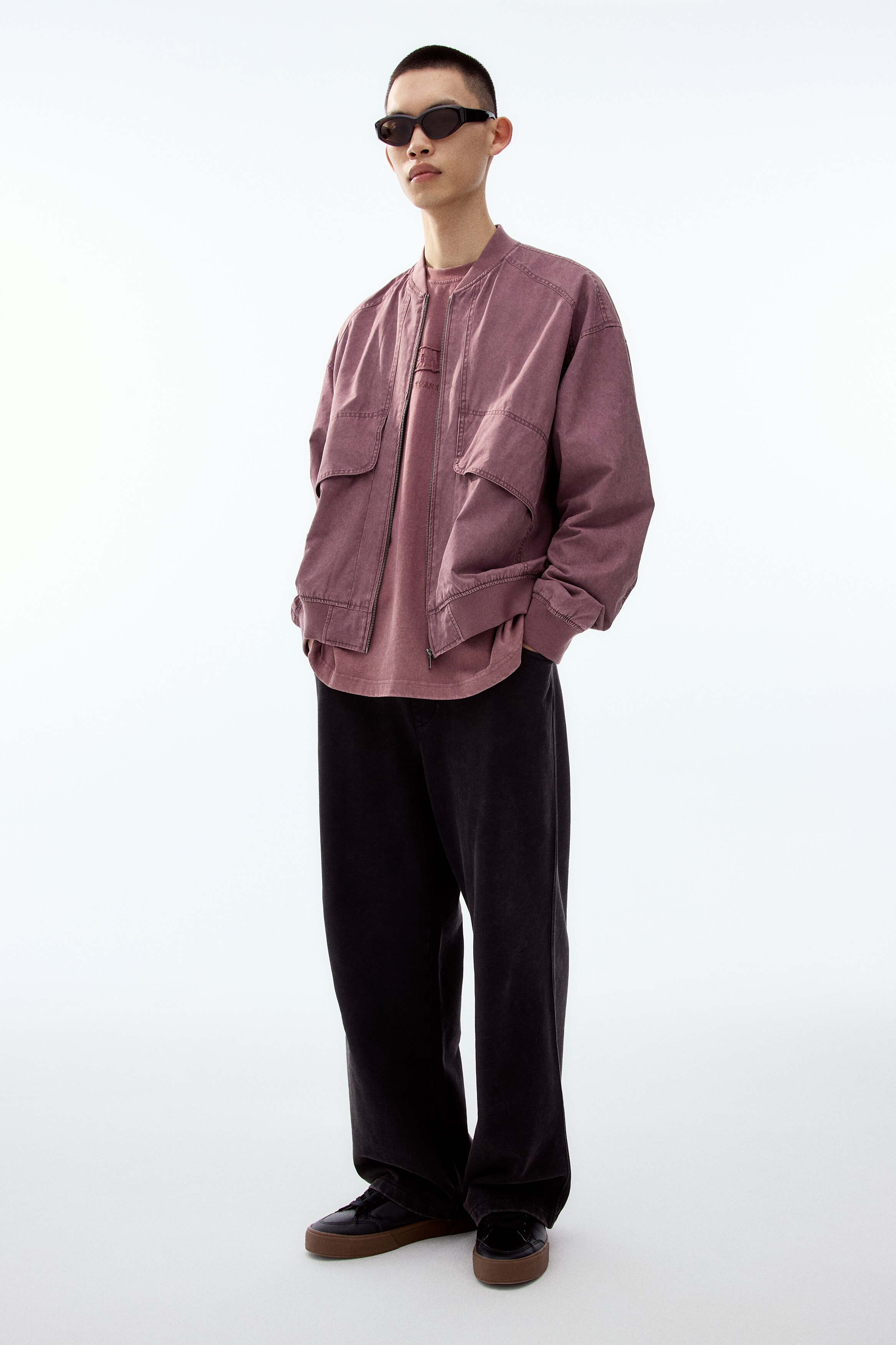 ウォッシュドルックフライトジャケット - ブラック - Men | H&M JP