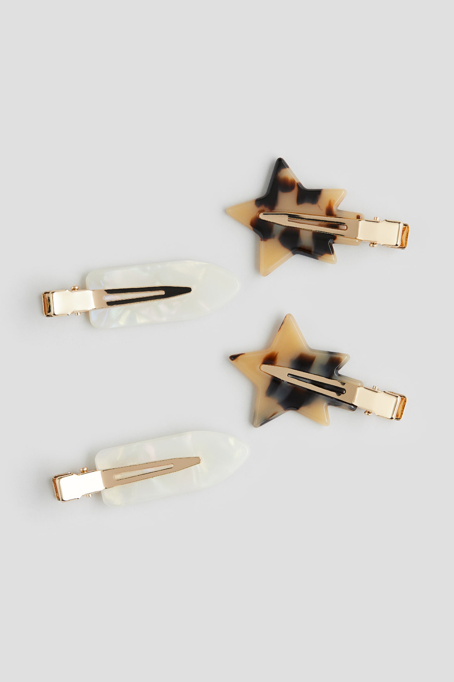 4-pack hair clips - Beige/Star - 1