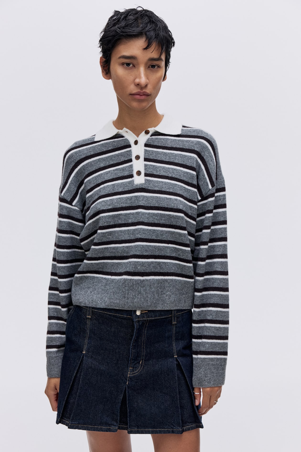 Pleated denim skirt - Dark denim blue - Ladies | H&M GB