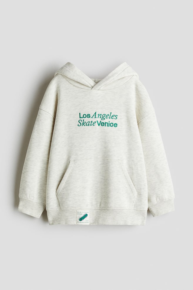 Hoodie avec détail imprimé - Crème chiné/Los Angeles/Turquoise/Dinoclub - 1