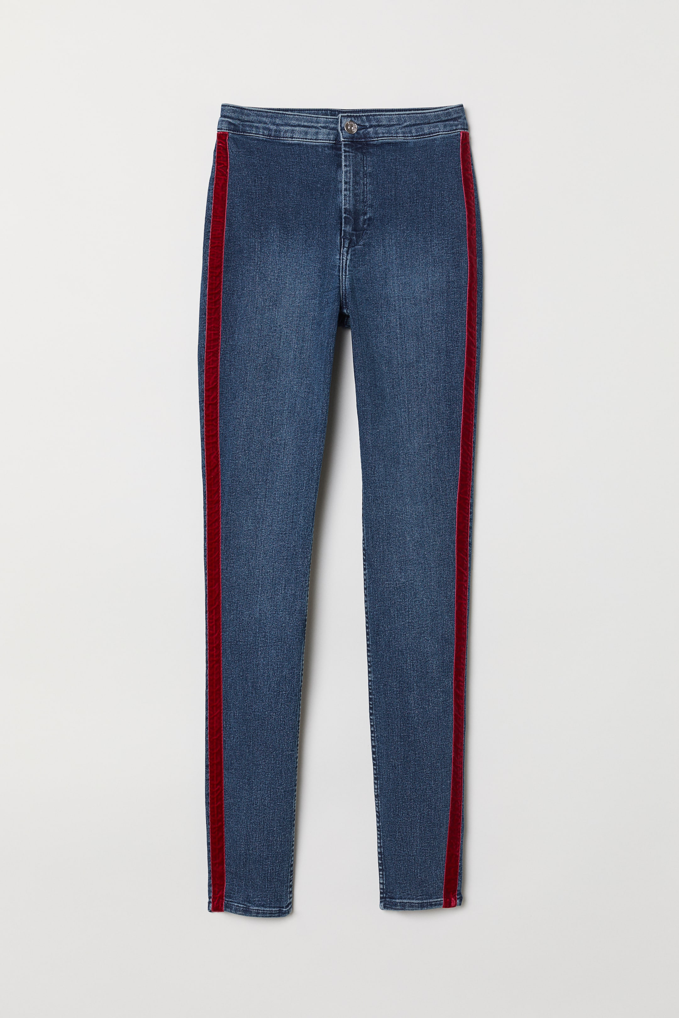View larger image: Twill side-striped trousers - Denim blue/Dark red - Ladies | H&M GB 1