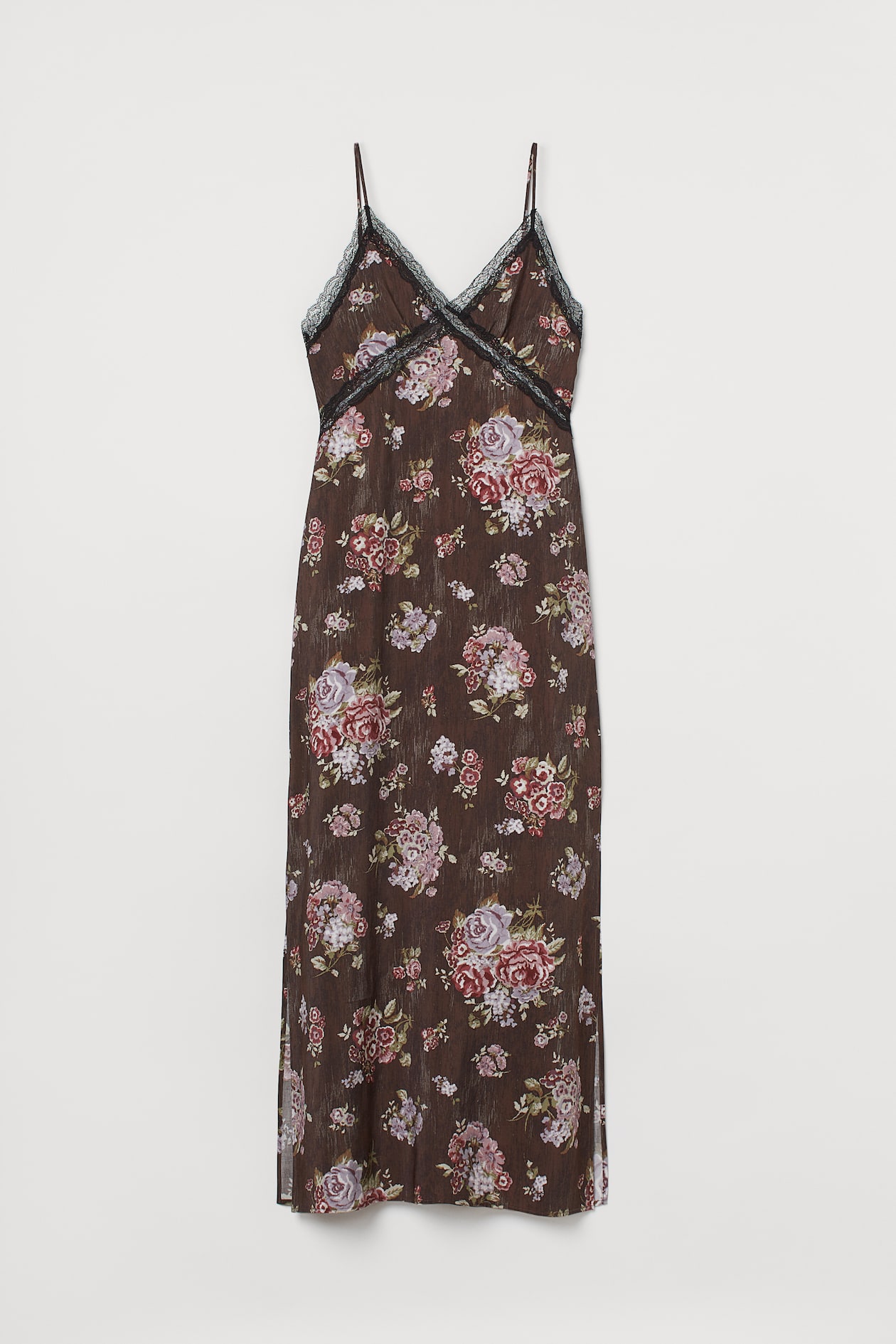 Ankle-length Lyocell-blend Dress - Dark brown/floral - Ladies | H&M US