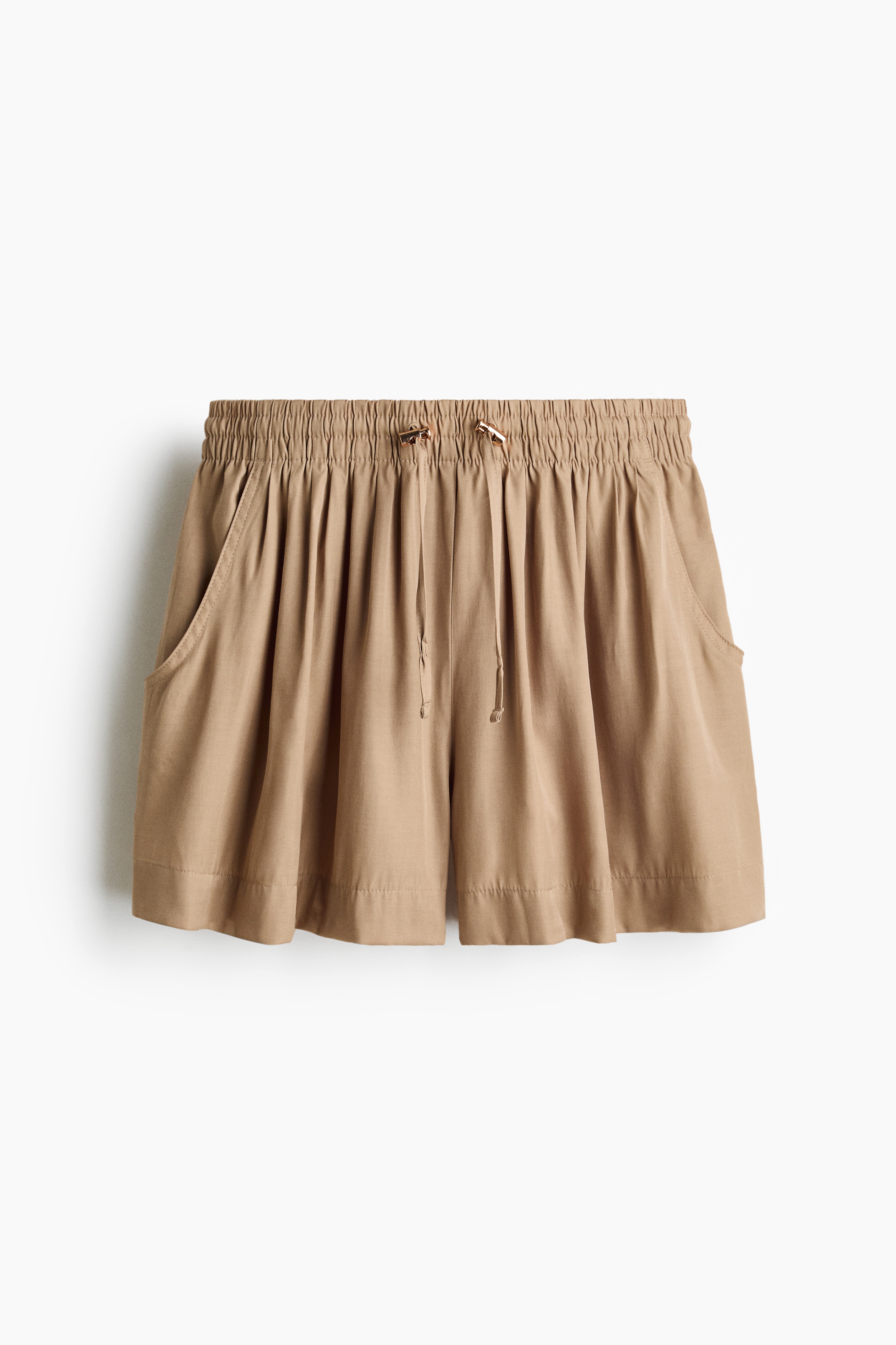 Drawstring Shorts - Beige/Dark khaki green