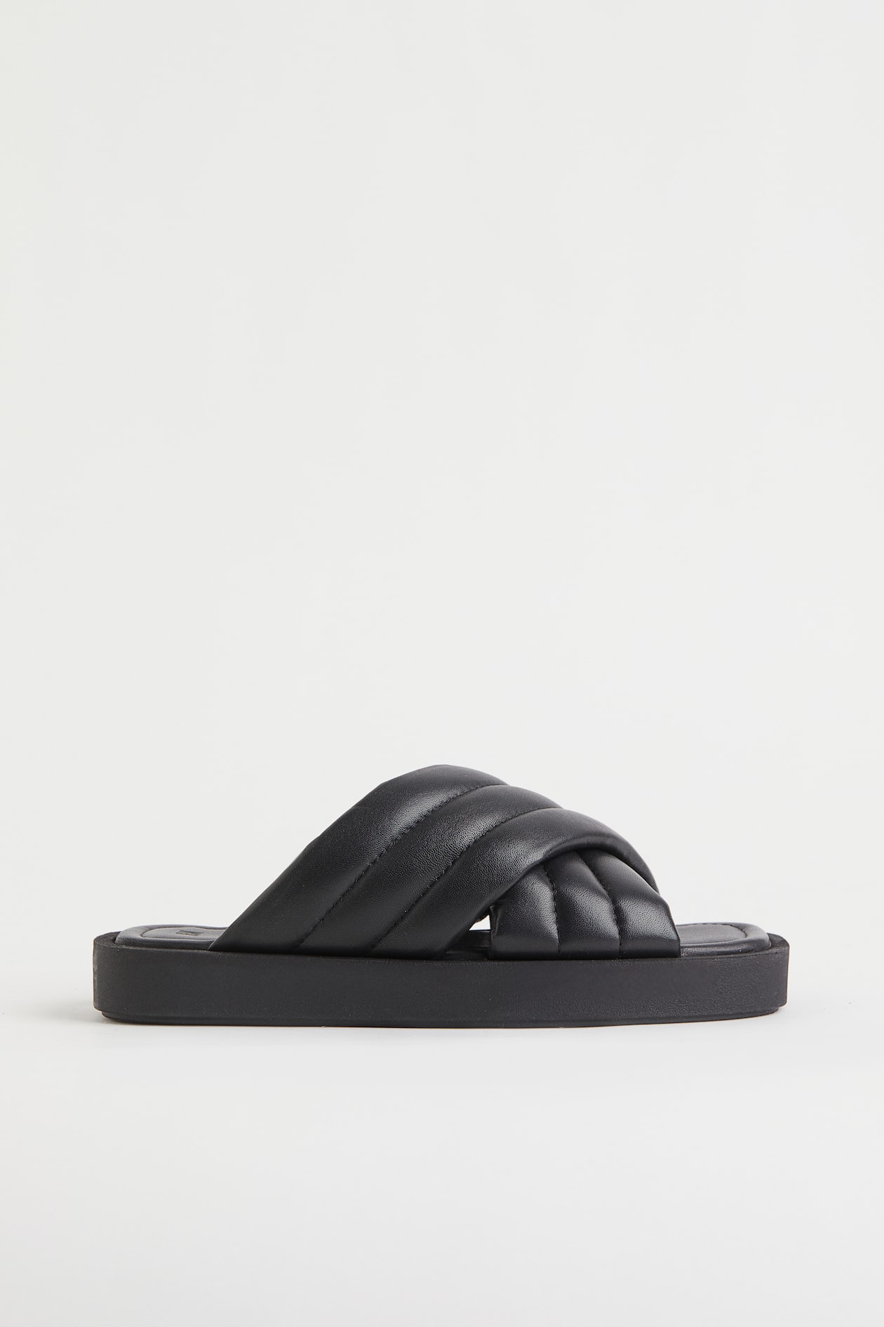 Leather slides - No heel - Black - Ladies | H&M US