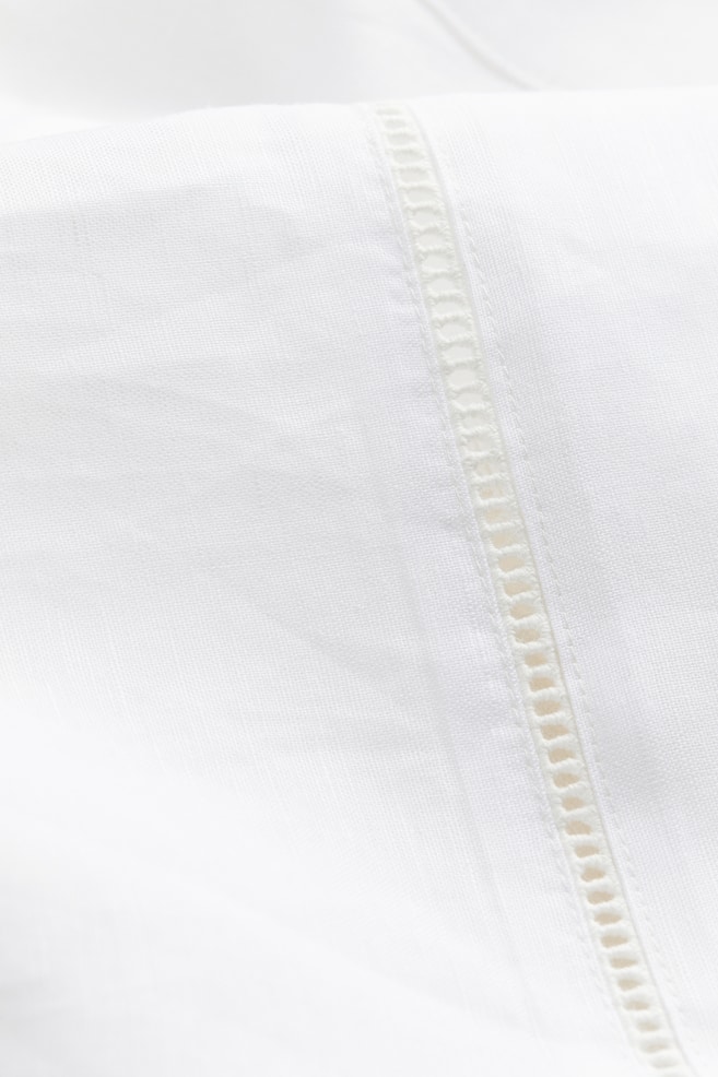 Linen-blend dressing gown - White - 5