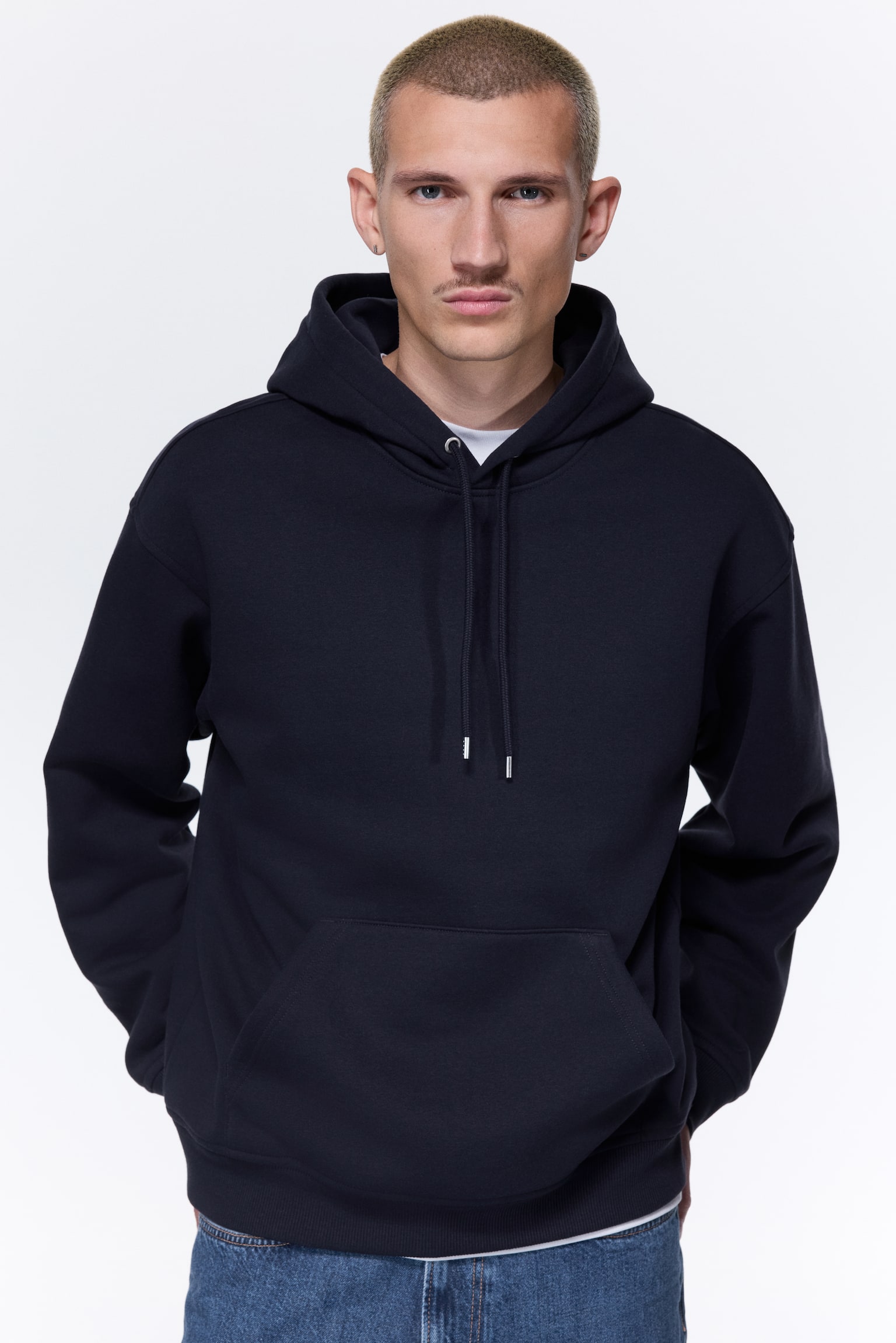 Loose Fit Hoodie - Navy blue/Black/Dark gray/Dark khaki green/Light gray melange/Dark forest green/Dark brown/Plum/Light blue/Beige/White/Dark teal/Pink/Light beige/Pink/Light beige - 2