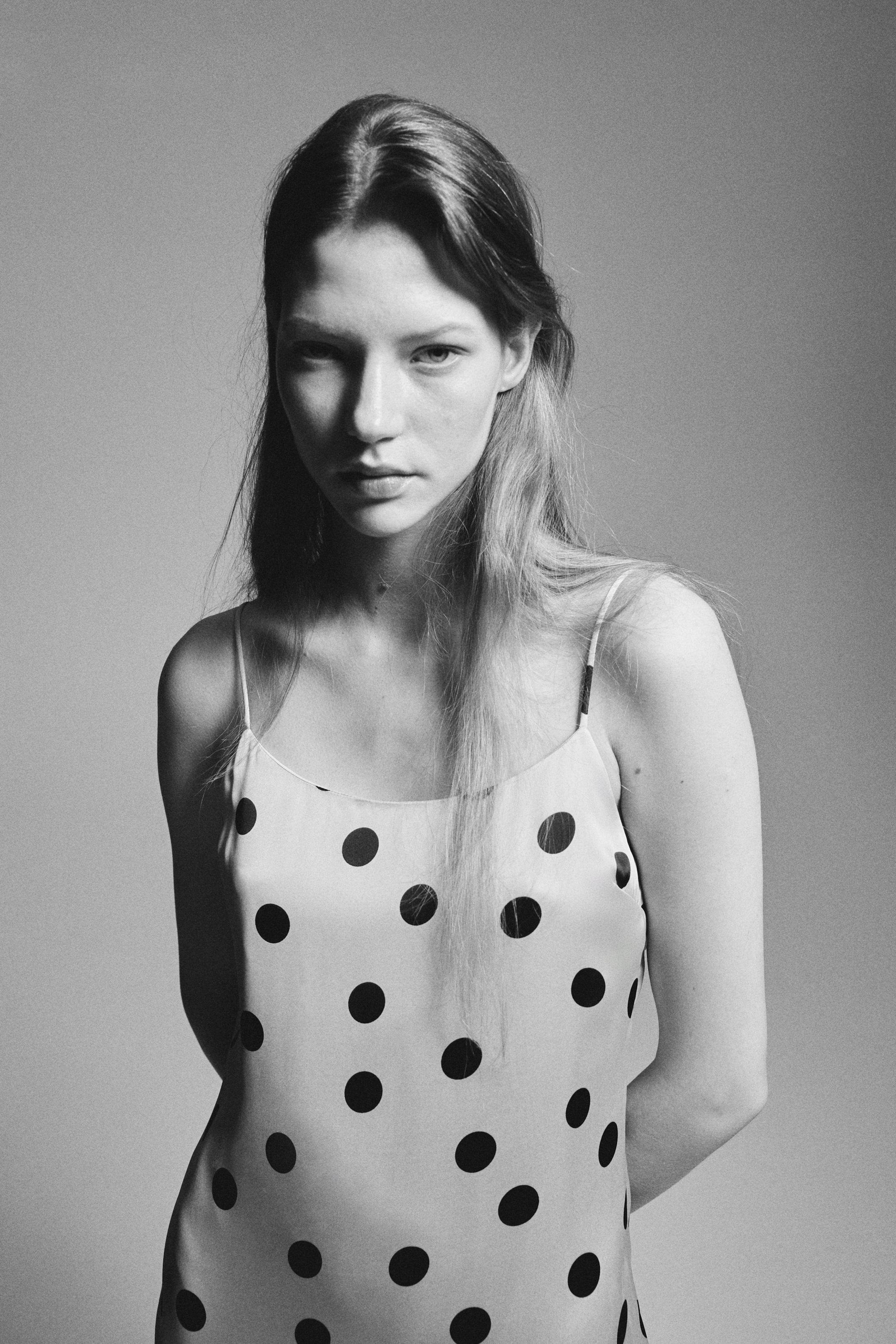 View larger image: Flared-skirt satin dress - Light beige/Spotted - Ladies | H&M 2