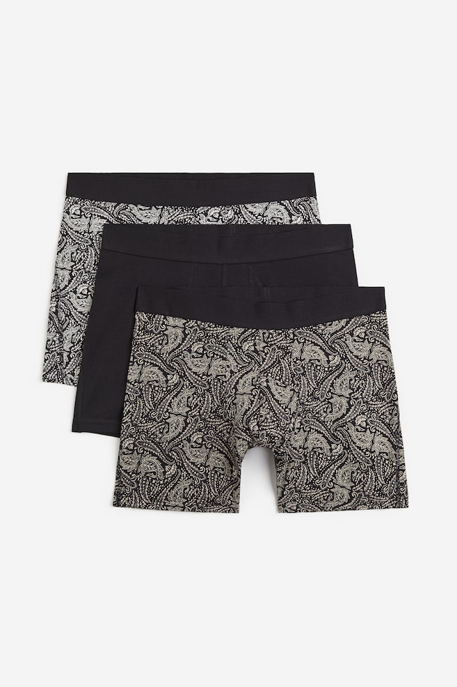 3-pack Xtra Life™ cotton trunks - Black/Paisley-patterned/Green/Checked - 1