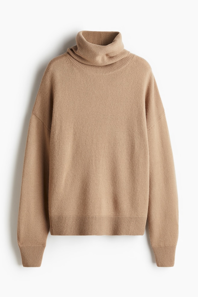 Pull col roulé en cachemire mélangé - Beige - 1
