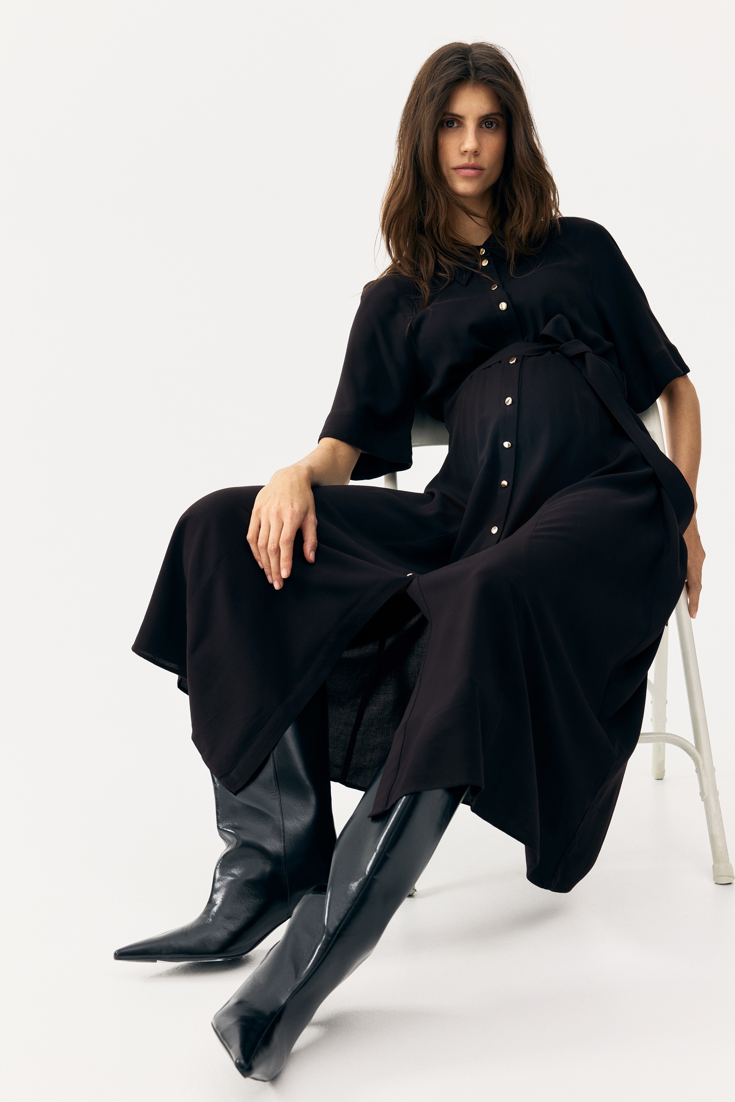 MAMA Skjortklänning Before & After - Svart/Vit/Blåblommig/Ljusbeige/Leopardmönstrad/Khakigrön