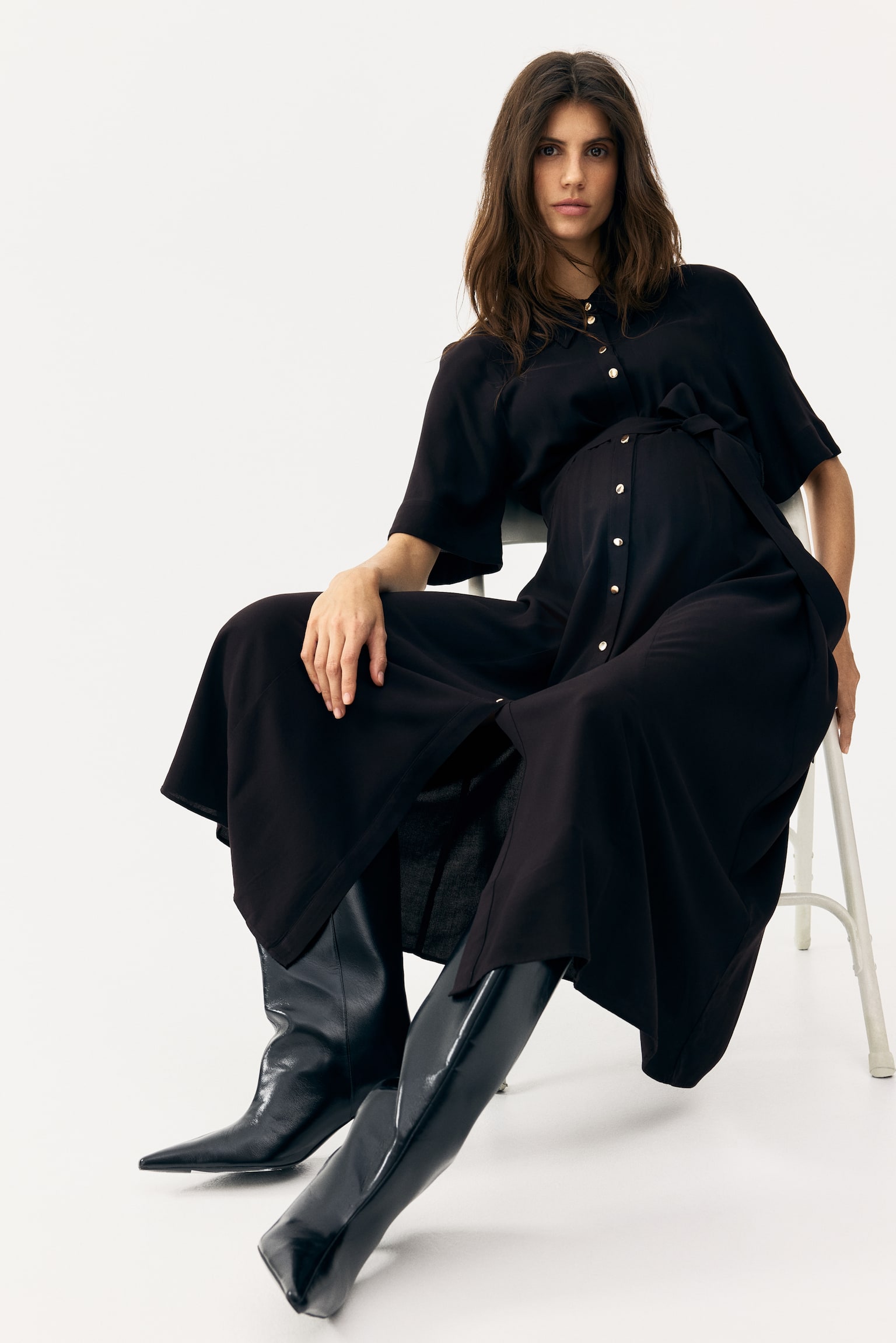 MAMA Before & After Shirt dress - Black/Khaki green/Light beige/Leopard print/Khaki green/Light beige/Leopard print/Cream/Black patterned - 1