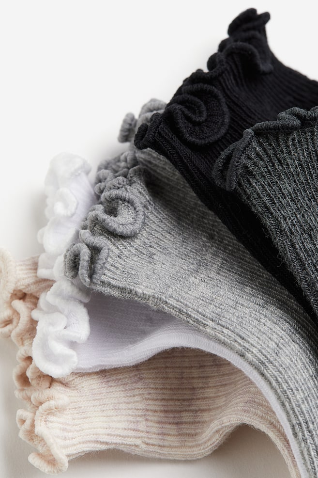 5-pack frill-trimmed socks - Dark grey marl/Black - 2