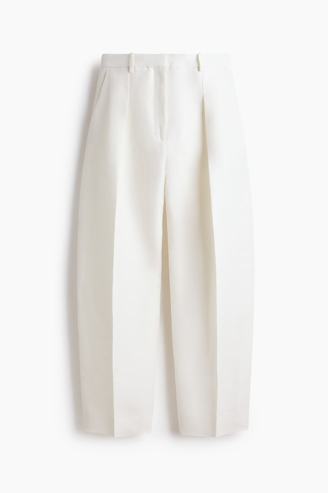 Linen-blend barrel trousers - White - 1