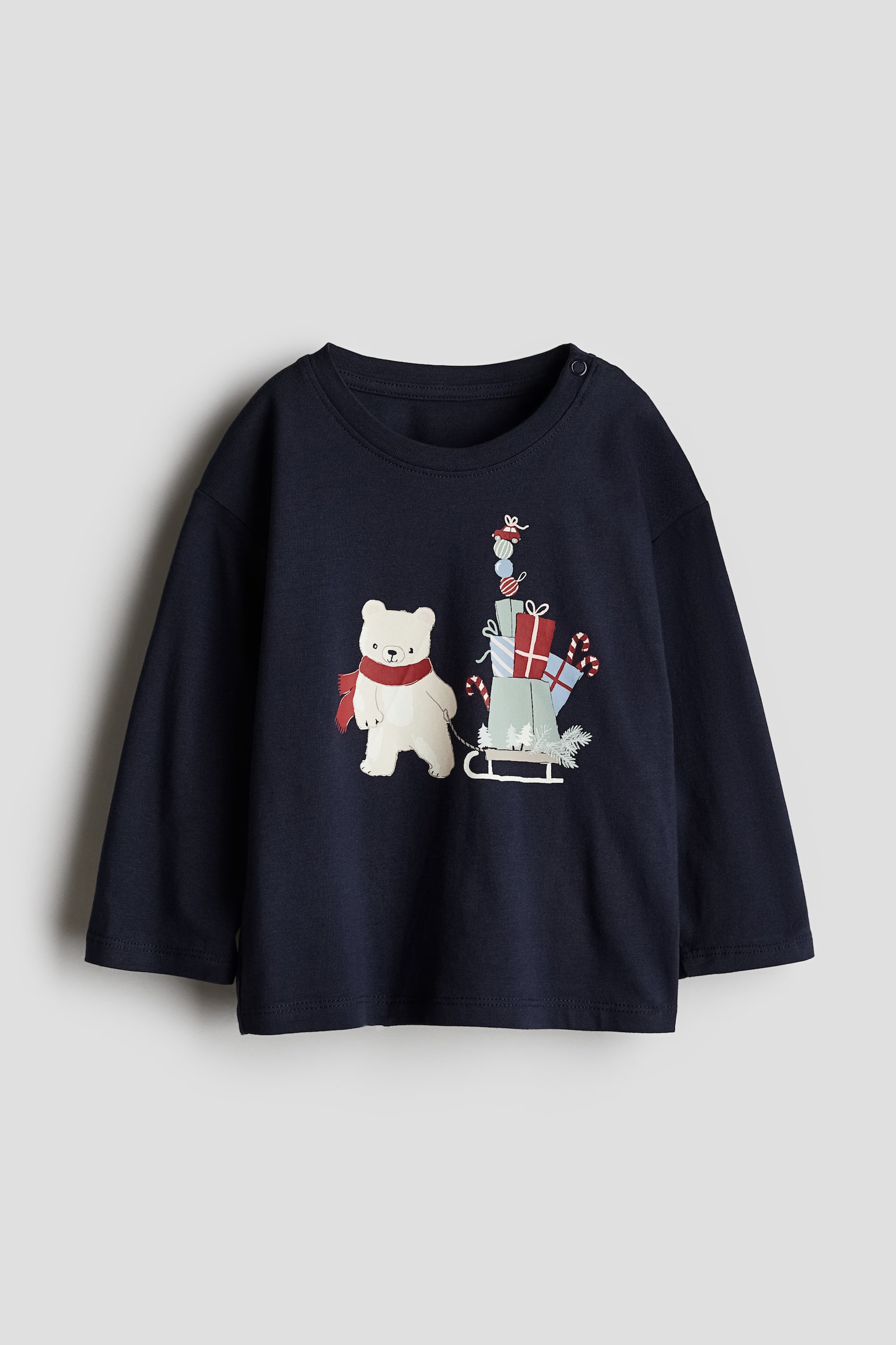 Long-sleeved T-shirt - Navy blue/Bear/White/Trees/Light turquoise/Winter/Cream/Dogs/Beige/Cute Club - 1