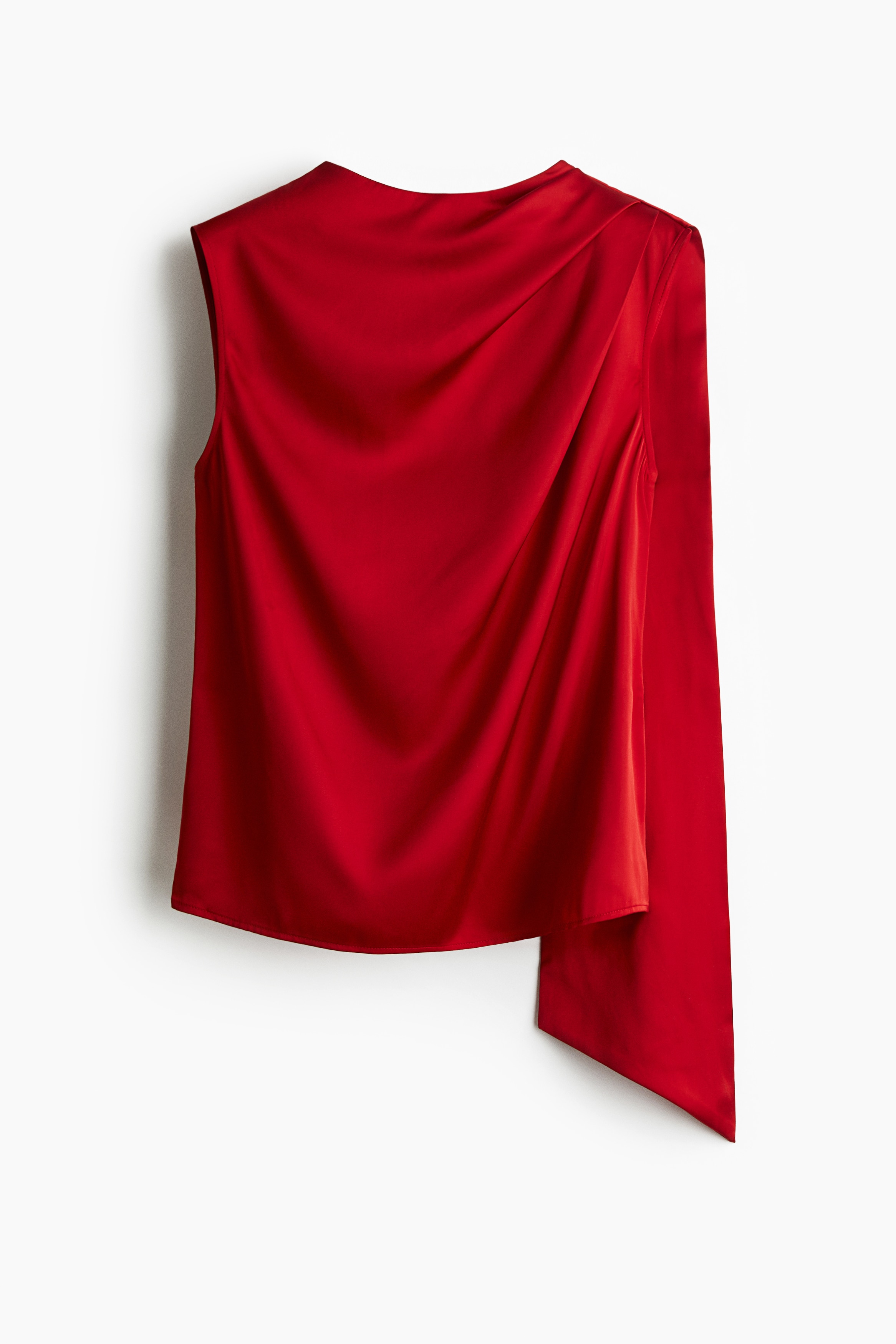 Camicetta drappeggiata in satin - Rosso acceso/Oliva dorato