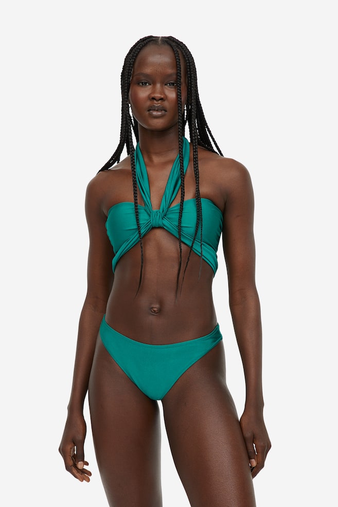 Top bikini a fascia imbottito - Verde/Blu/fiori - 1