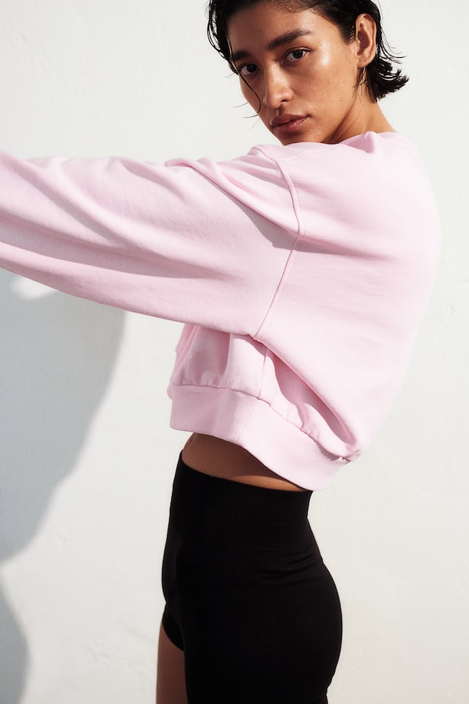 Cropped sweatshirt - Light pink/Light grey marl - 1