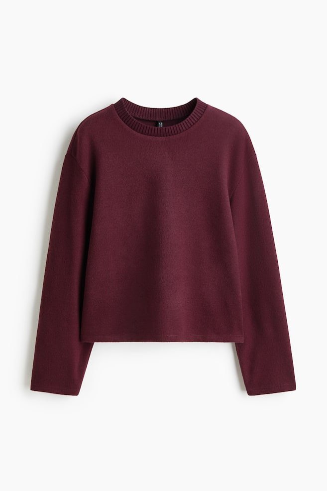 Oversized Sweatshirt - Burgundy/Light beige/Navy blue - 1