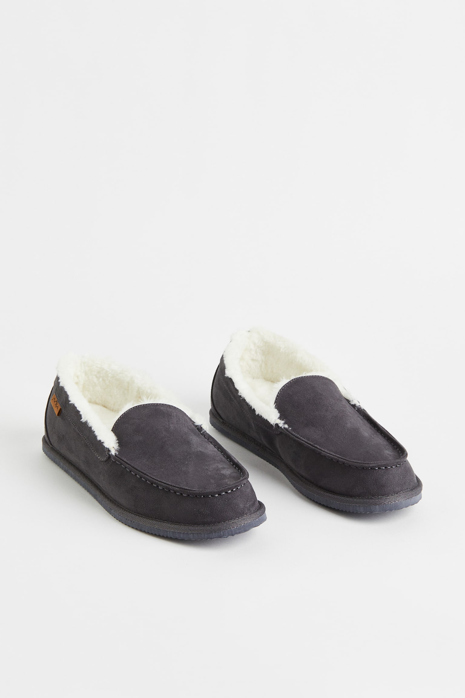 Teddy-lined slippers - Dark grey/Dark blue - 4