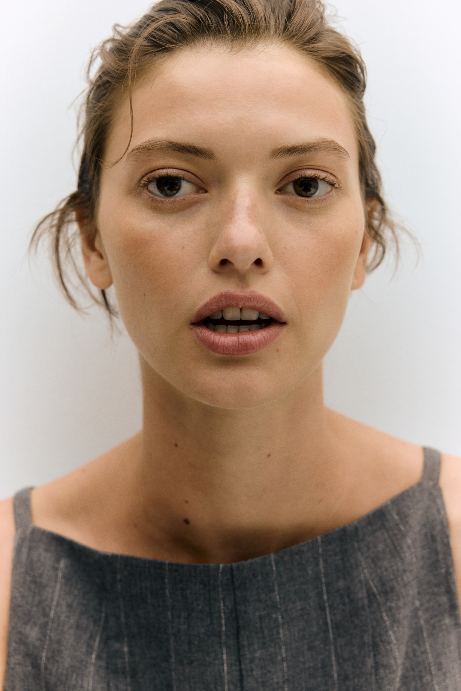 Váy với chân váy xoè - Màu xám/Kẻ nhỏ - 4