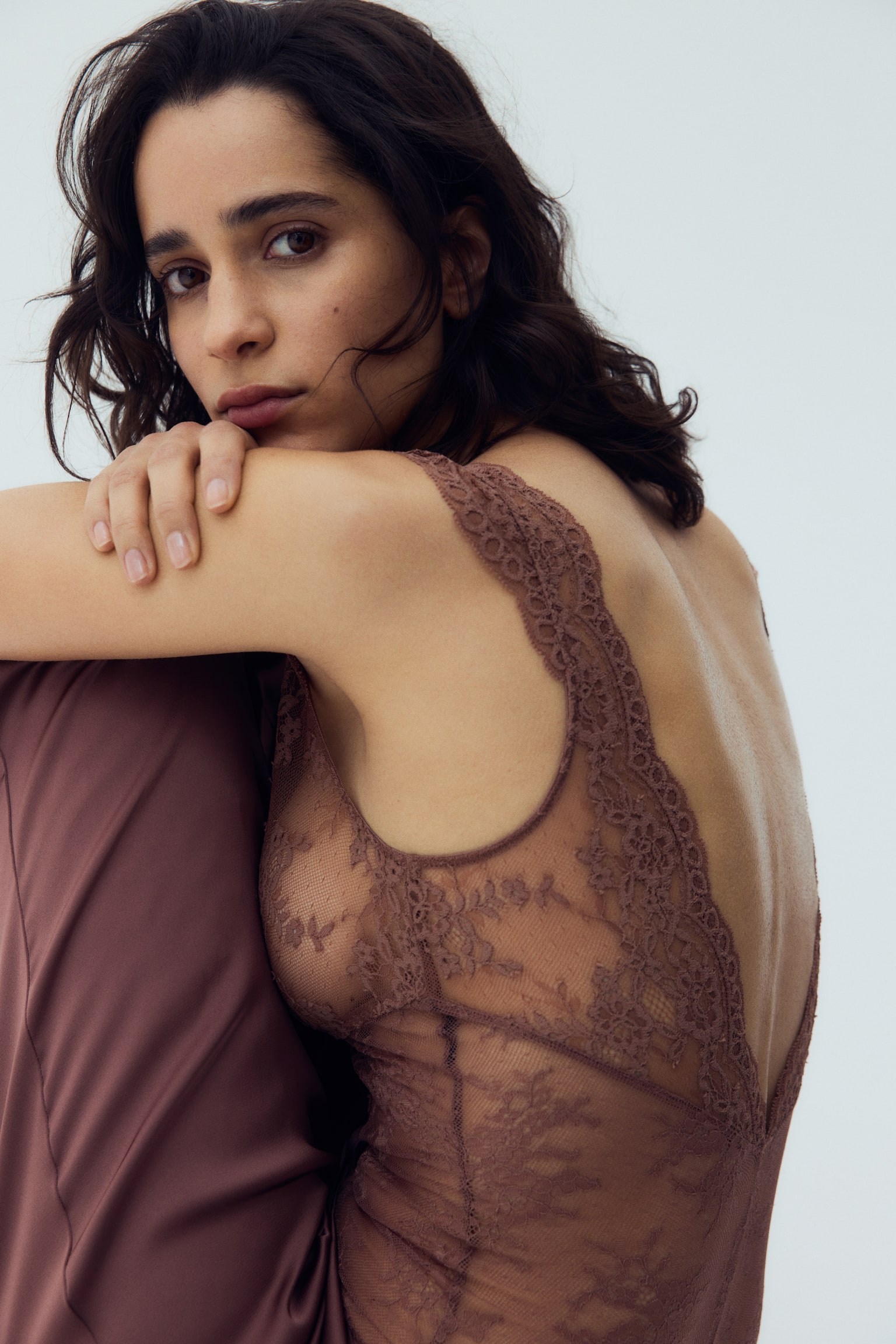 Body in pizzo - Marrone/Nero - 5