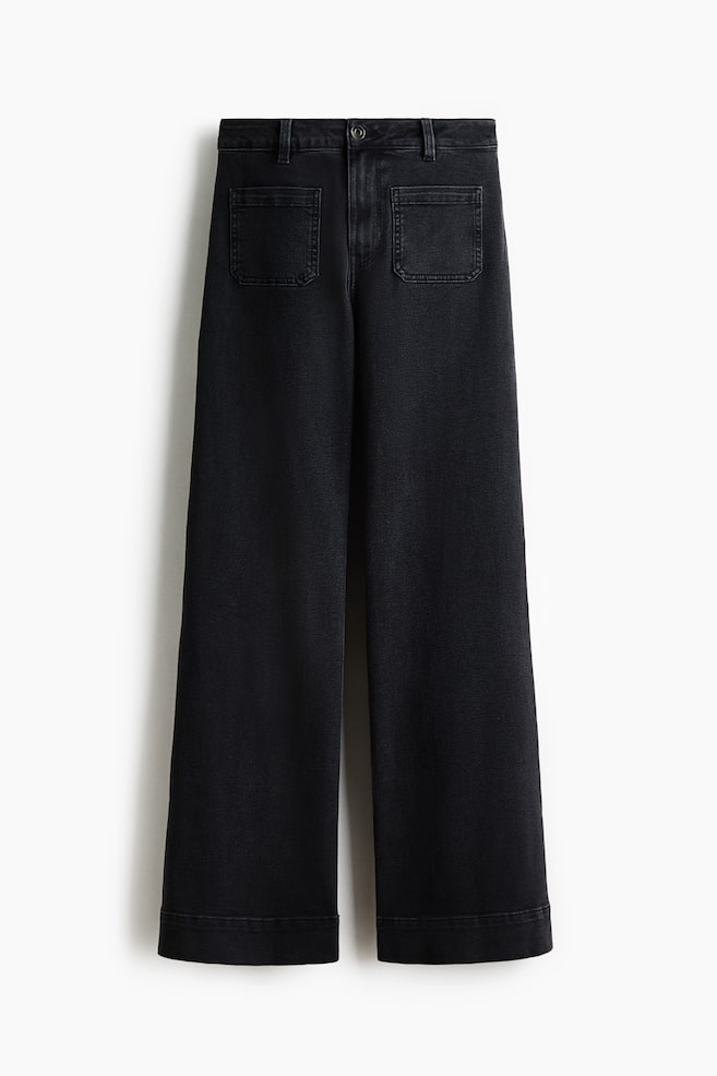 Wide High Waist Jeans - Denim black/Navy denim blue/Light denim blue/Ivory/Dark denim blue - 1