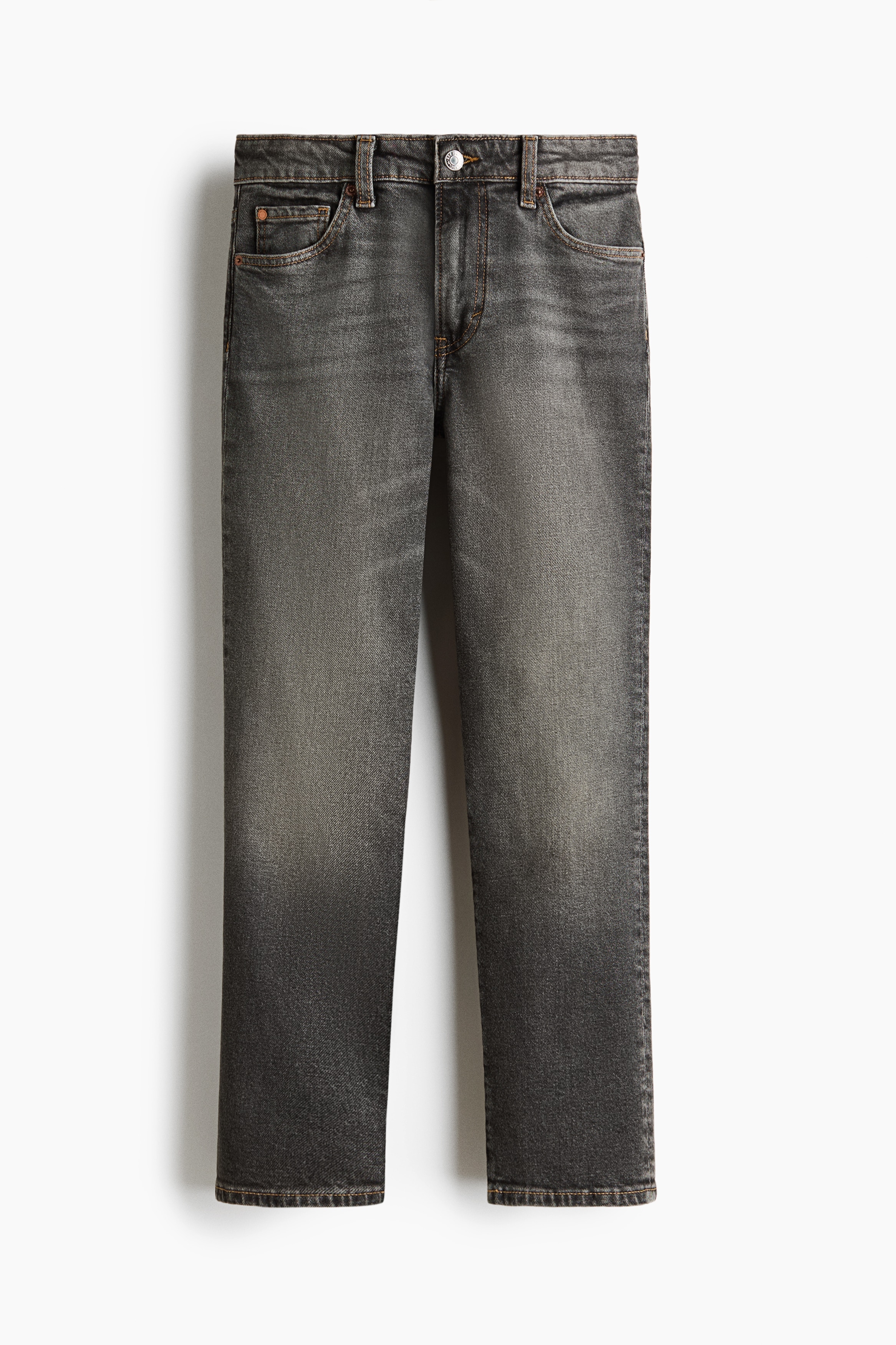 Slim Straight High-Waist Ankle Jeans - Dark denim gray
