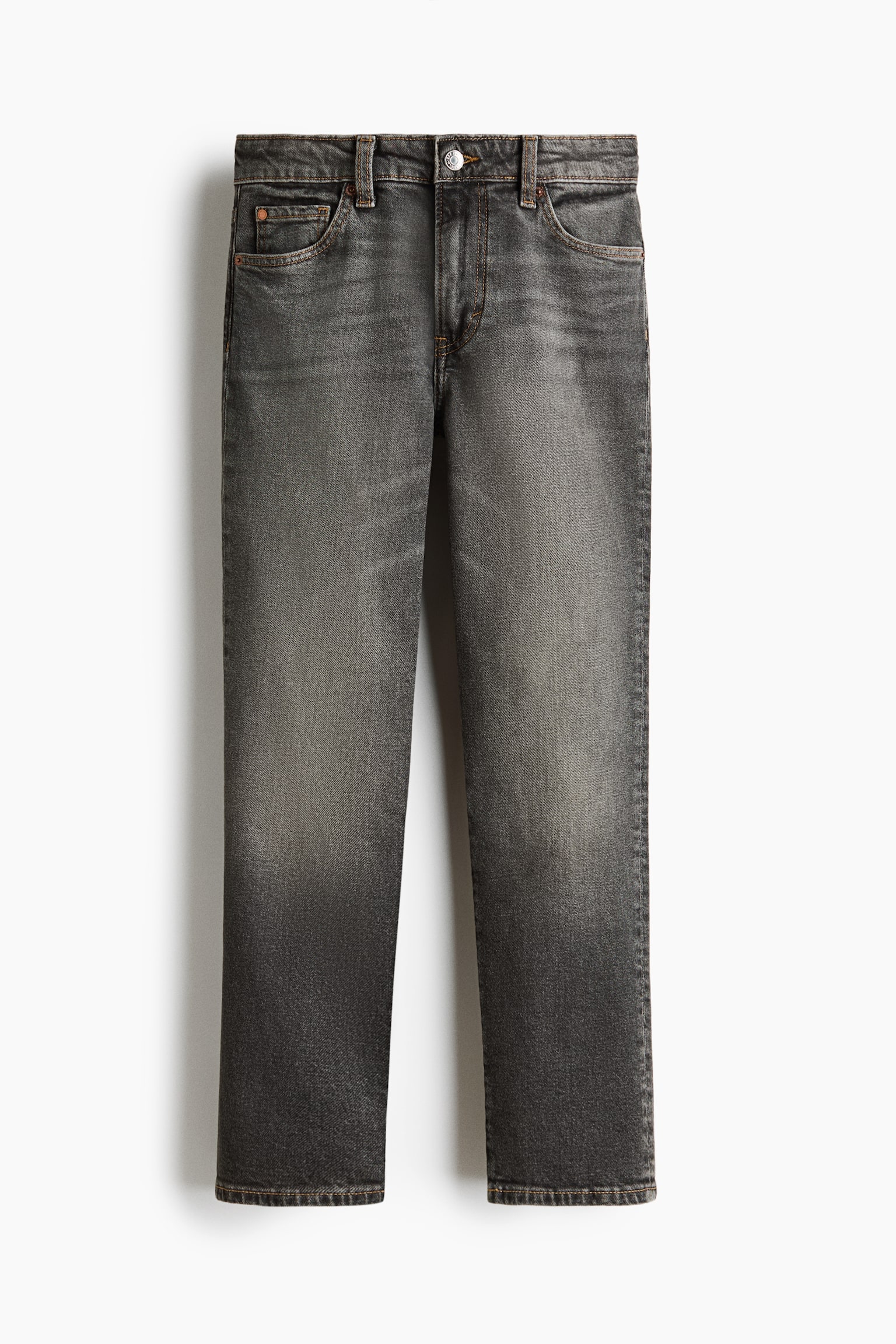 Slim Straight High Waist Ankle Jeans - Dark denim grey - 1