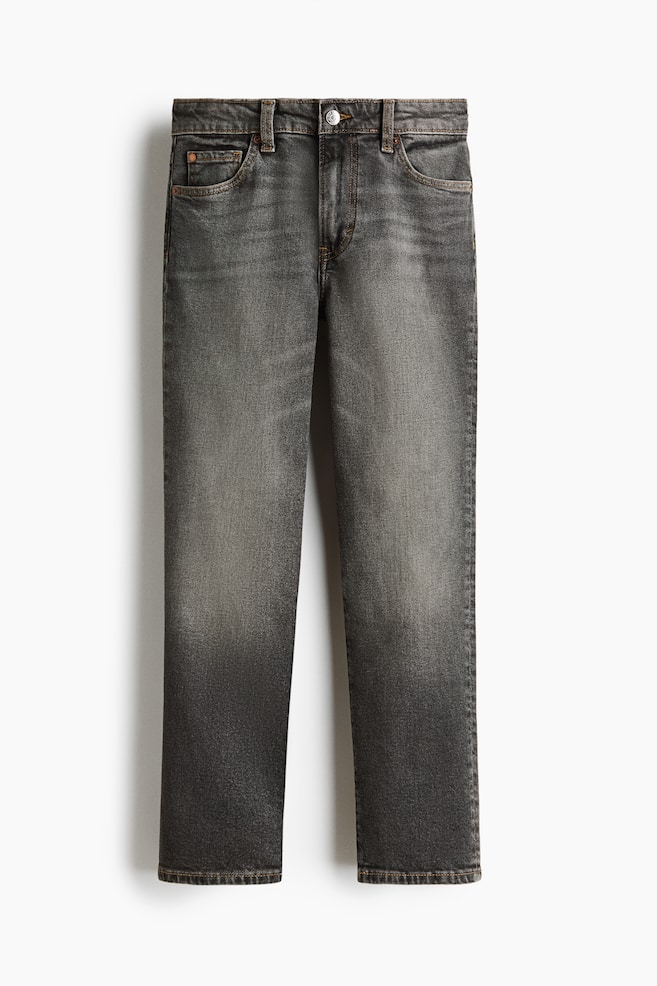 Slim Straight High Waist Ankle Jeans - Donker denimgrijs - 1