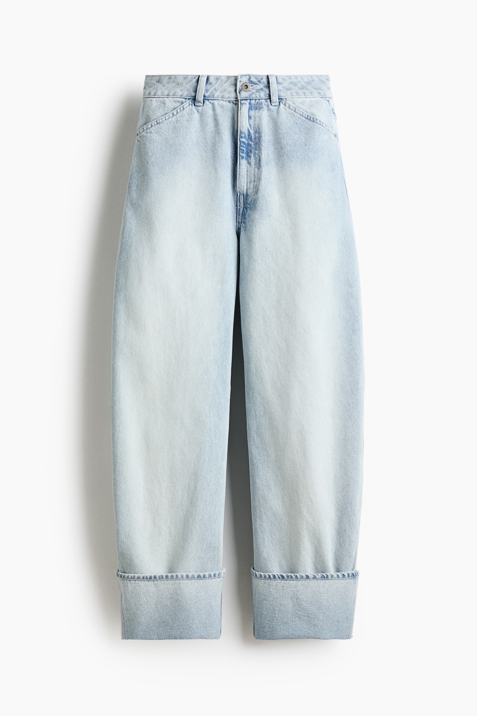Barrel Leg Regular Waist Jeans - Pale denim blue/Cream - 2