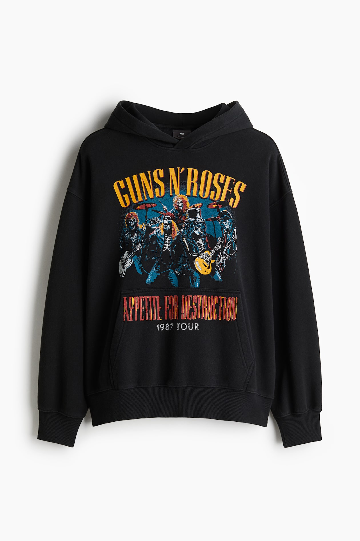 Oversized Fit Printed hoodie Black/Guns N' Roses Men H&M