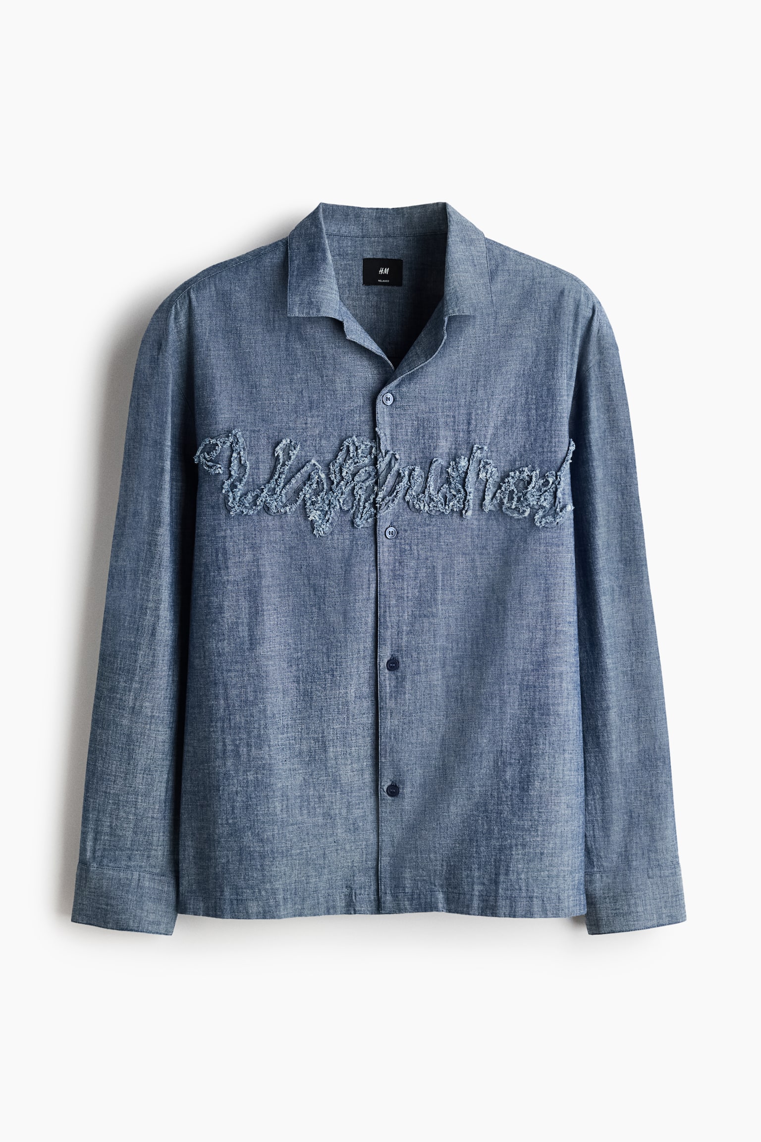 Relaxed Fit Appliquéd chambray shirt - Dark blue/Unfinished