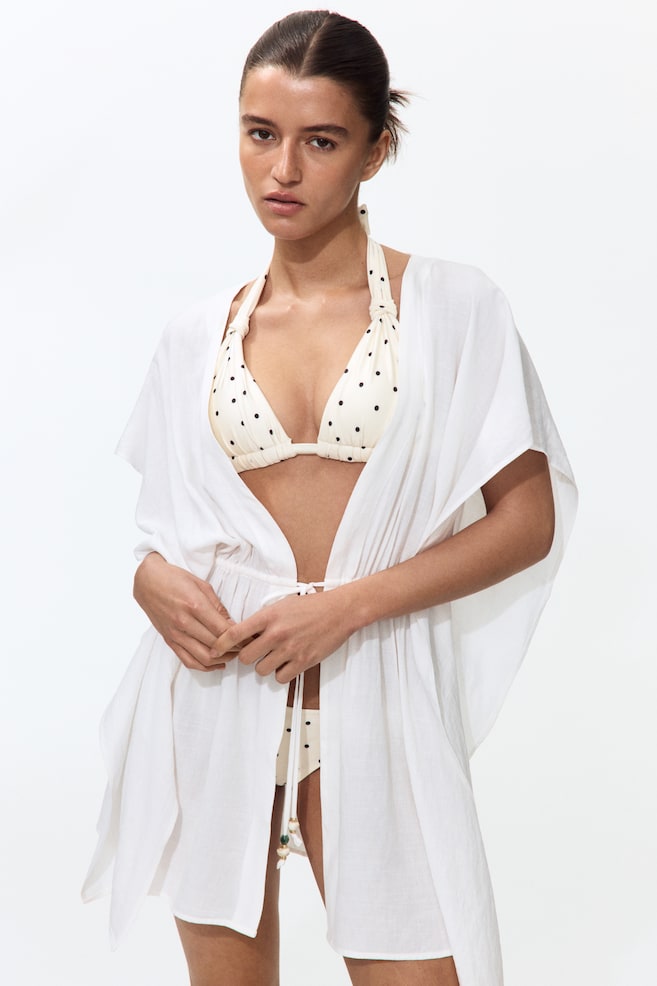 Beach kaftan dress - Cream/Dark brown/Black - 6