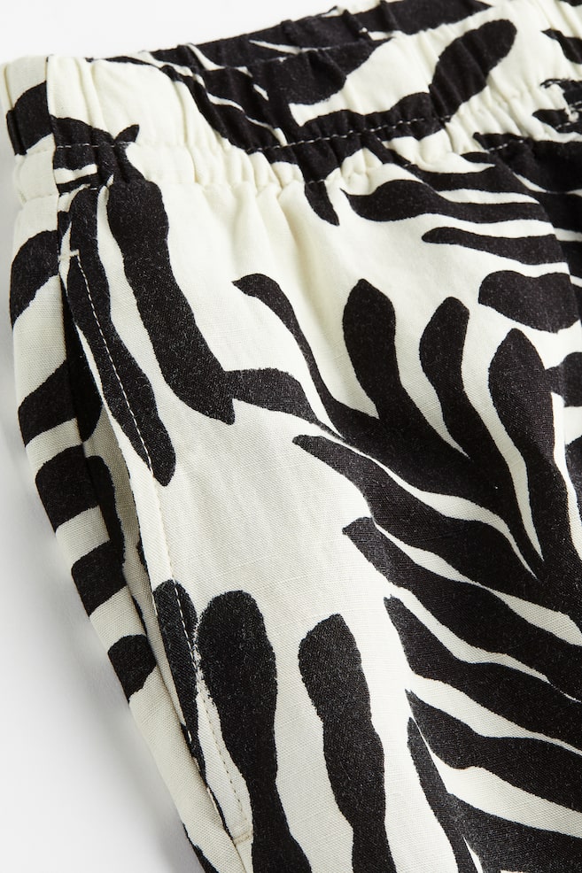 Linen-blend pull-on trousers - Cream/Leaf-patterned/White/Light beige/Black/dc/dc/dc - 4