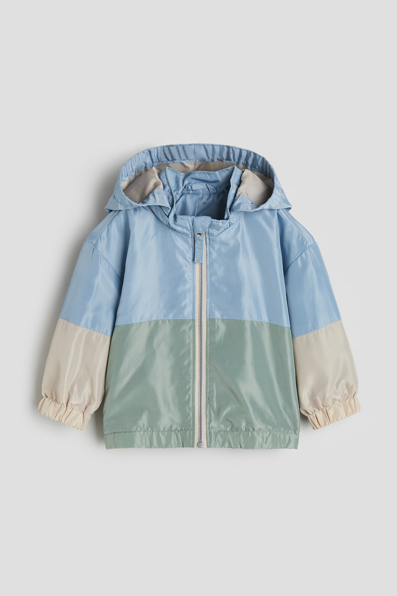 Hooded Jacket - Light blue/Block colour/Light beige/Safari animals - 1