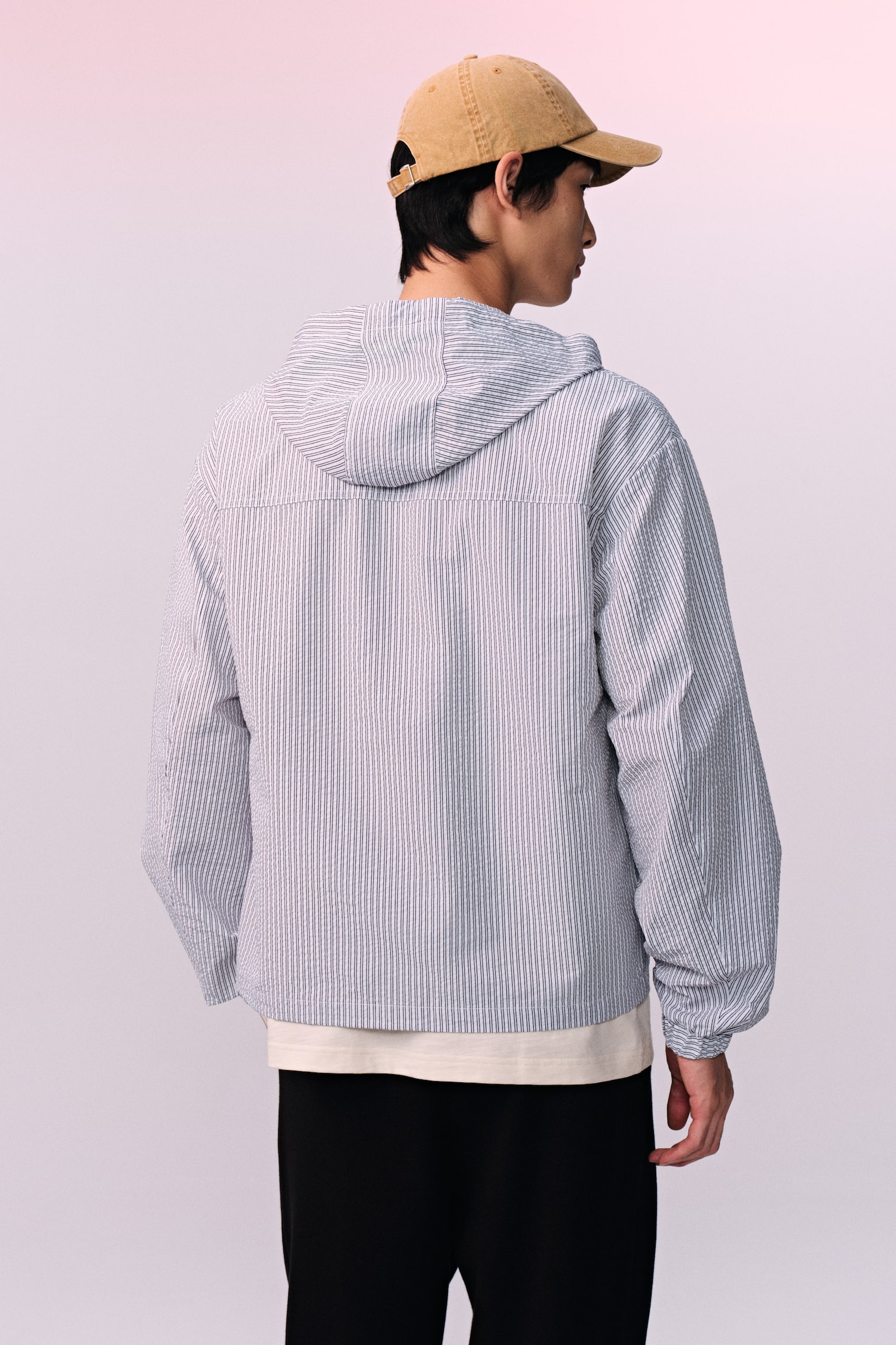 Áo khoác kéo khoá Loose Fit - Màu xanh dương nhạt/Kẻ/Màu xanh dương đậm/Kẻ - 3