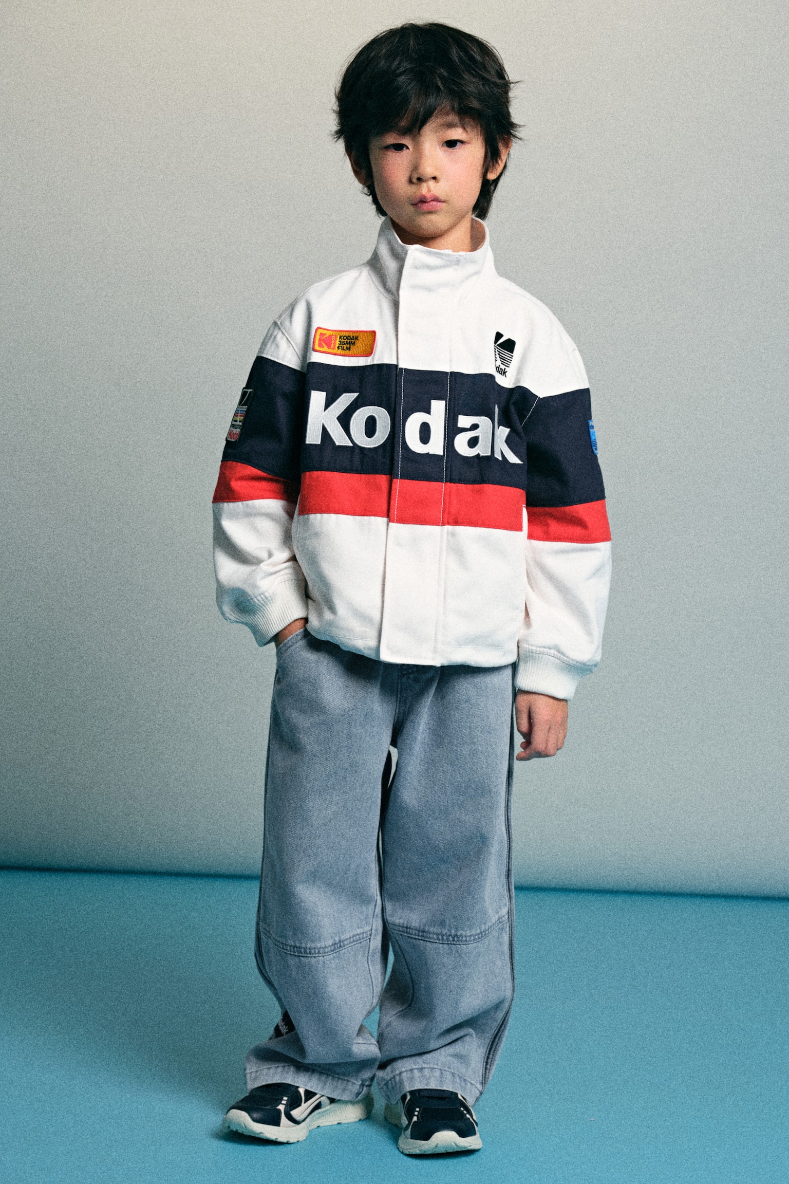 Motif-detail denim trousers - Light denim blue/Kodak - 7