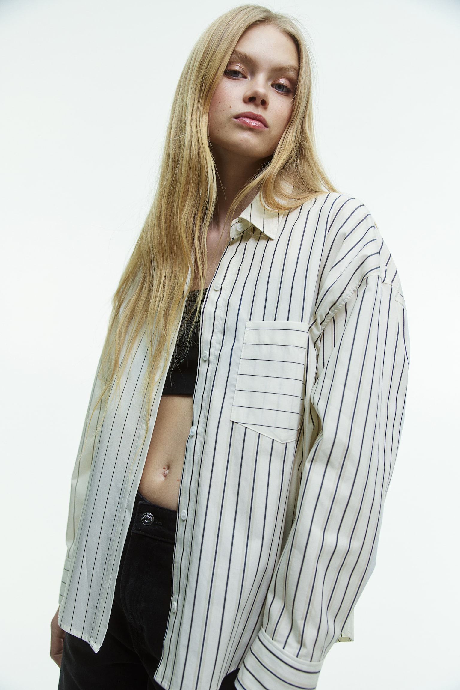 Oversized Cotton Shirt - Cream/Stripe/Light blue/Black/White/White/Pinstripe/White/Light blue/Stripe - 5