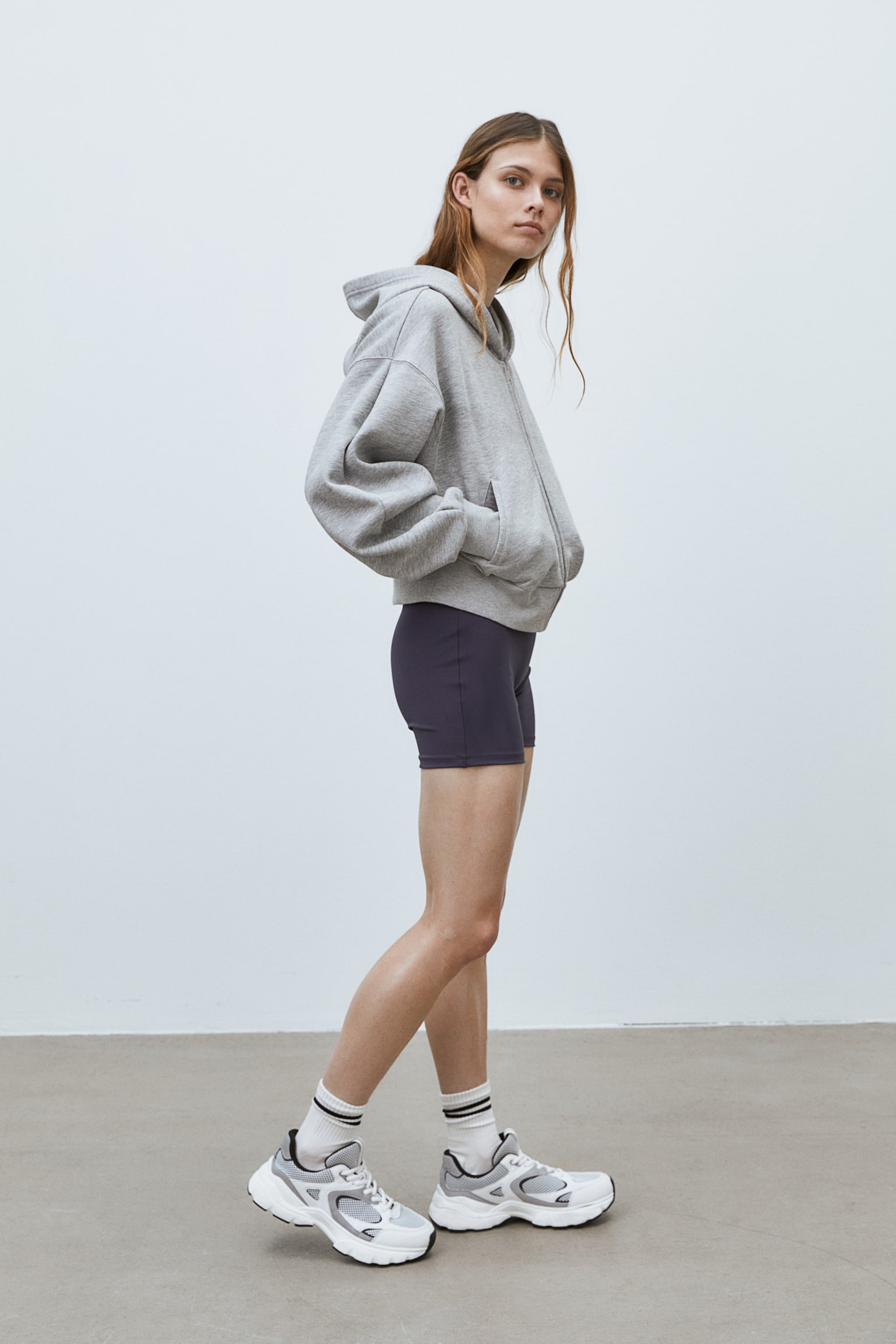 Sports zip-through hoodie - Light grey marl/Light grey marl/White/Dark red/Black - 6