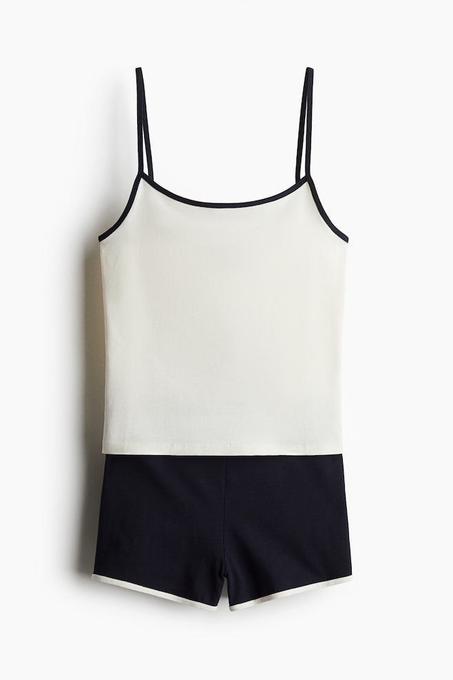 2-Piece Cotton Jersey Set - White/navy blue/Black - 1